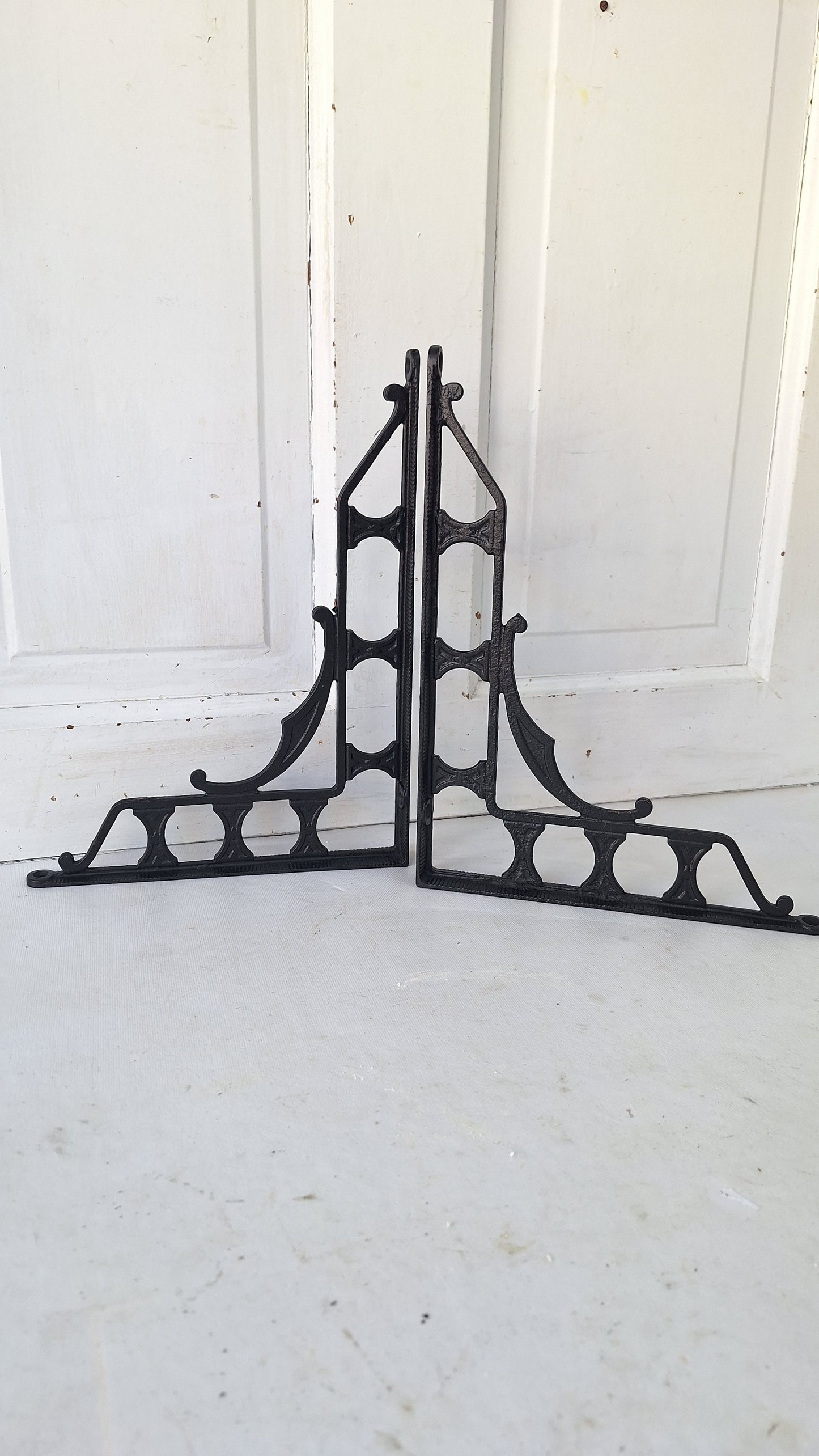 10 x 12 Large Iron Shelf Brackets, Antique Victorian Shelf Supports