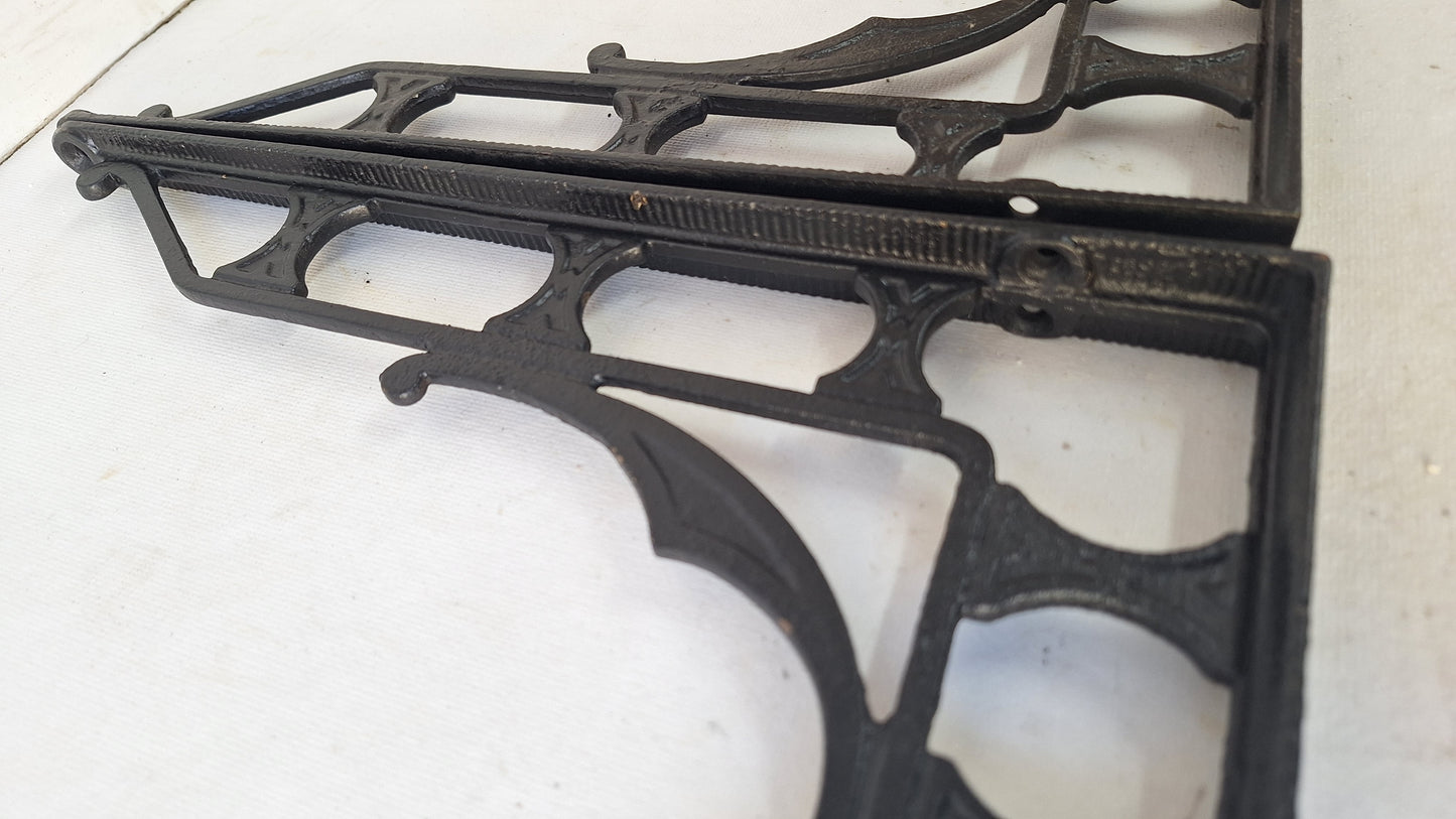 10 x 12 Large Iron Shelf Brackets, Antique Victorian Shelf Supports