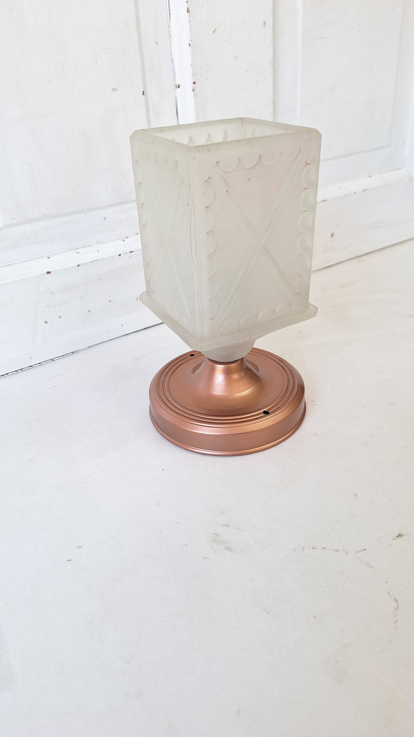Small Vintage Frosted Glass Porch Light, Square Shade Exterior Light