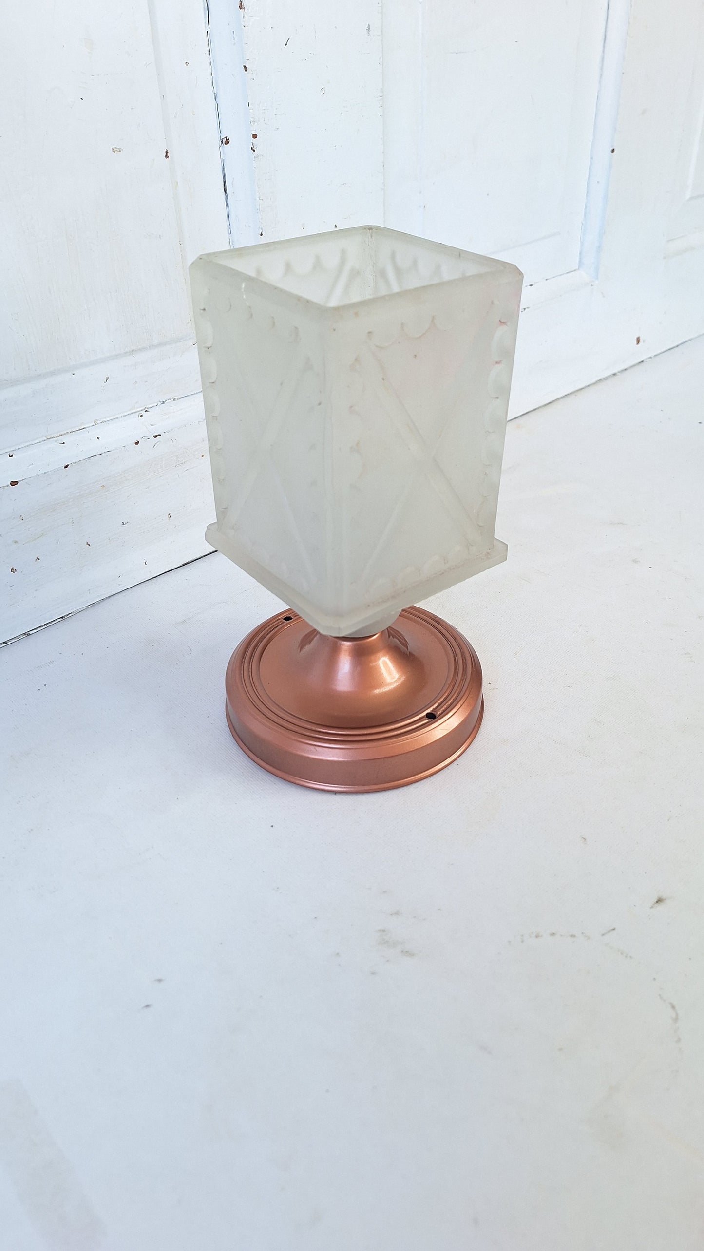 Small Vintage Frosted Glass Porch Light, Square Shade Exterior Light