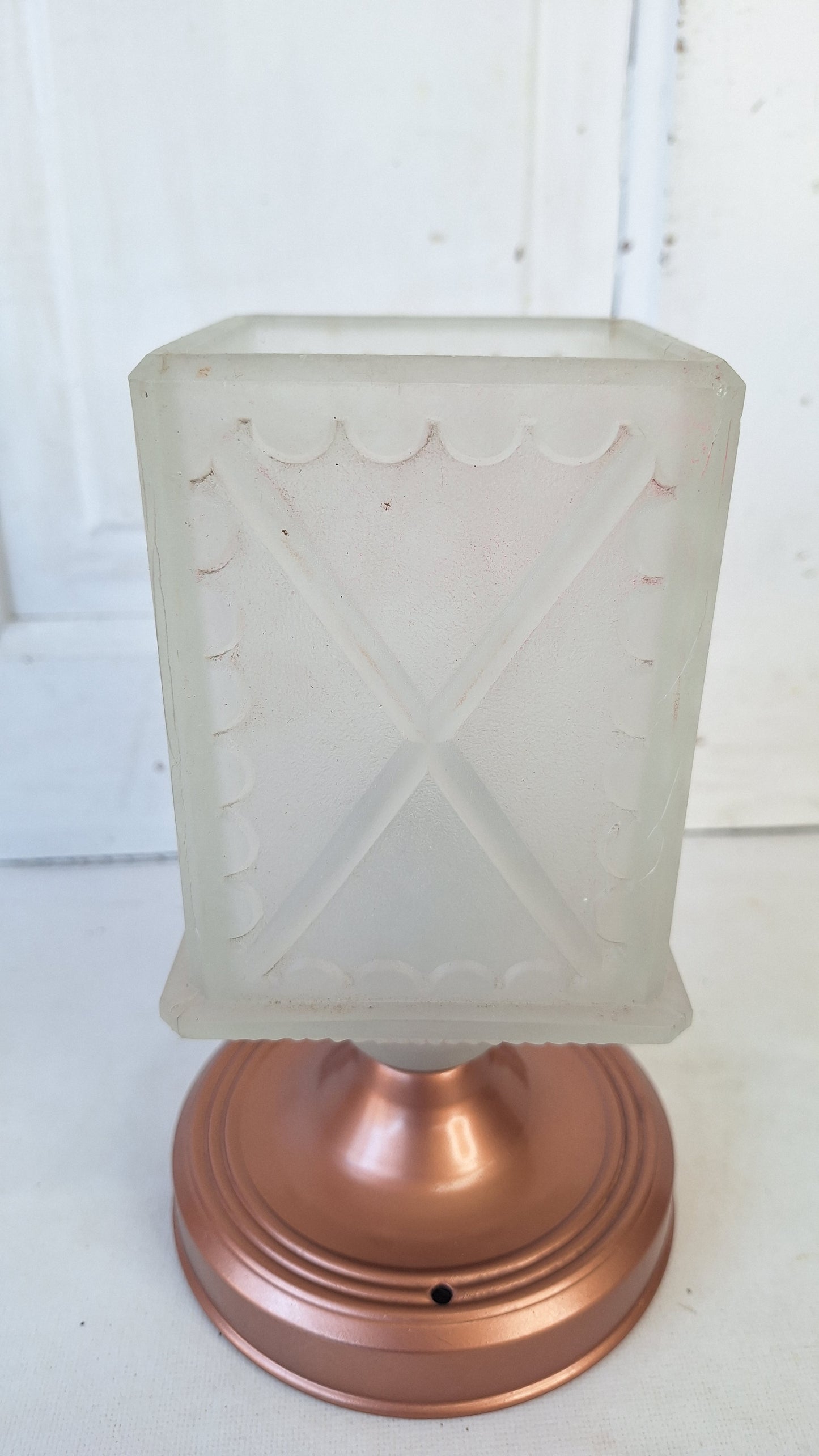 Small Vintage Frosted Glass Porch Light, Square Shade Exterior Light