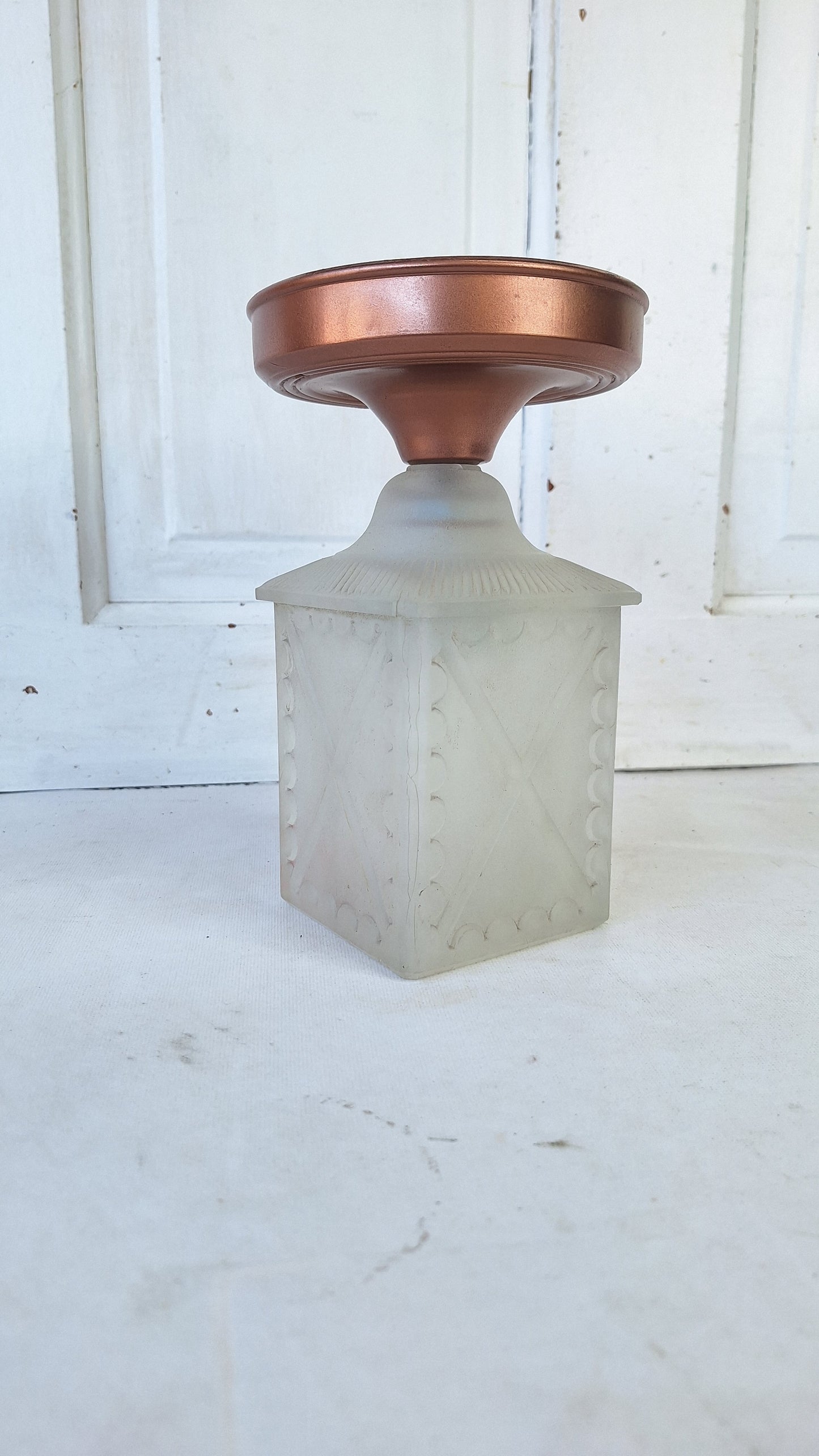 Small Vintage Frosted Glass Porch Light, Square Shade Exterior Light