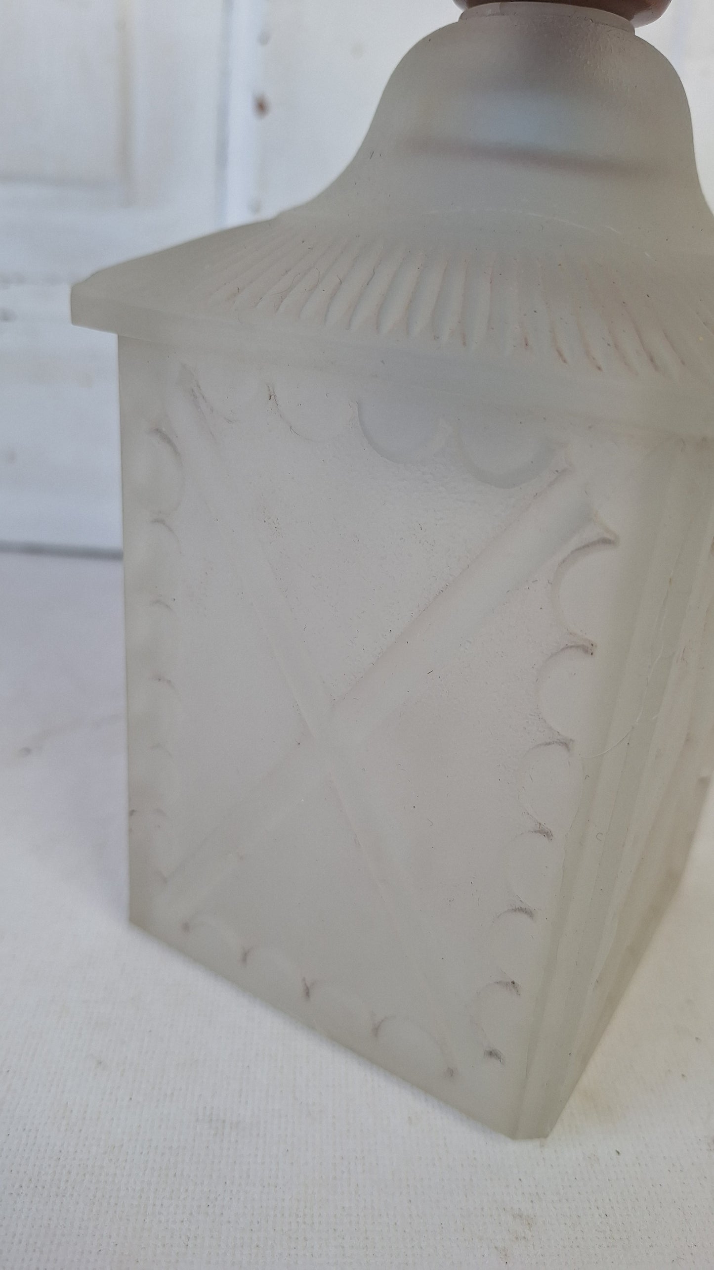Small Vintage Frosted Glass Porch Light, Square Shade Exterior Light