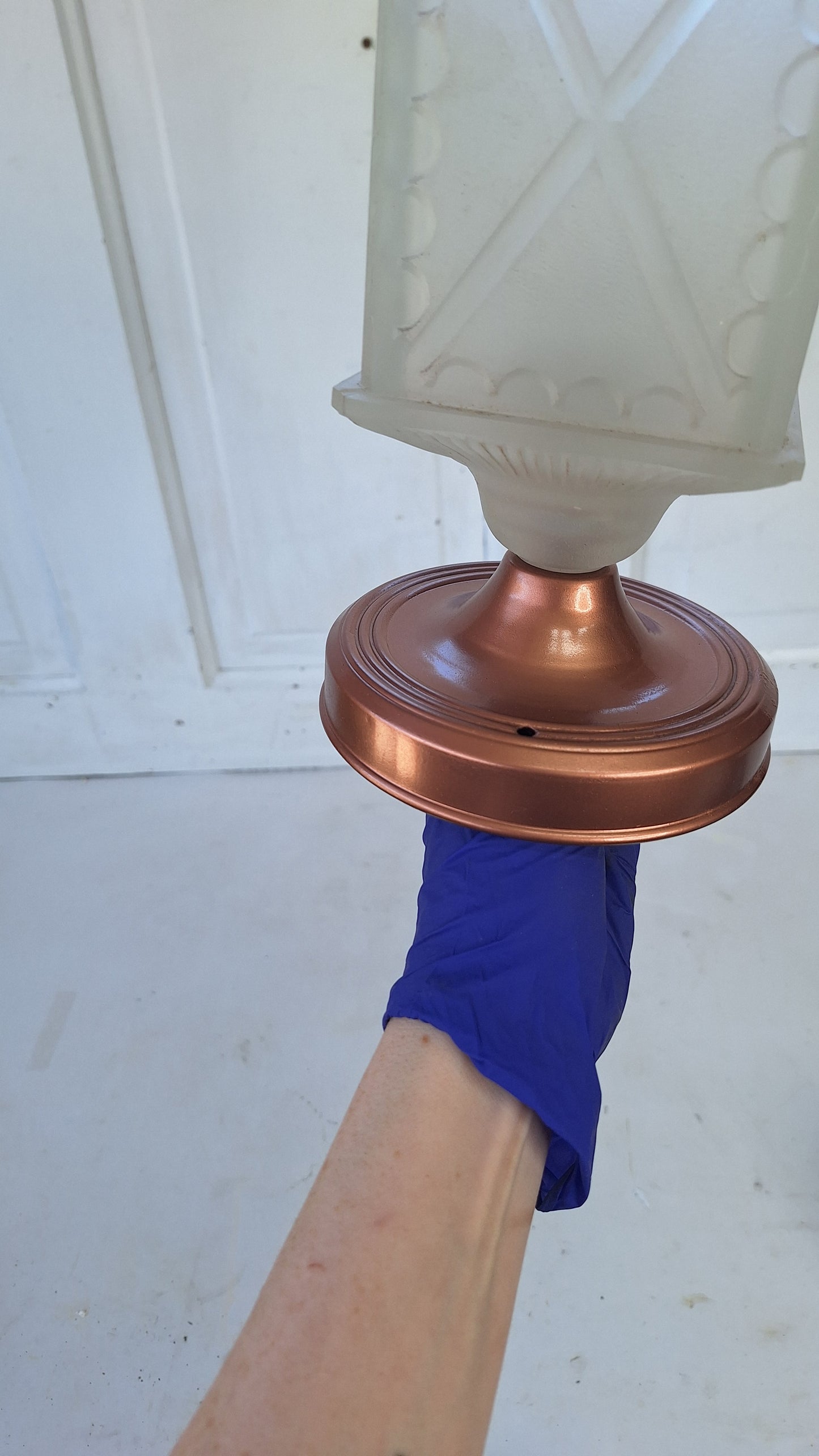 Small Vintage Frosted Glass Porch Light, Square Shade Exterior Light