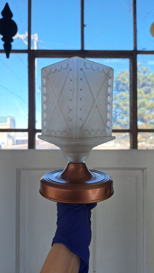 Small Vintage Frosted Glass Porch Light, Square Shade Exterior Light
