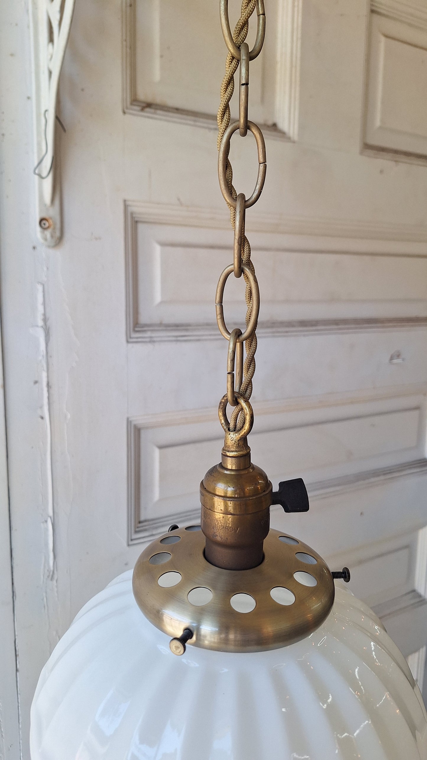 Retro Fruit Design Pendant Light, Vintage Painted Milk Glass Chain Light
