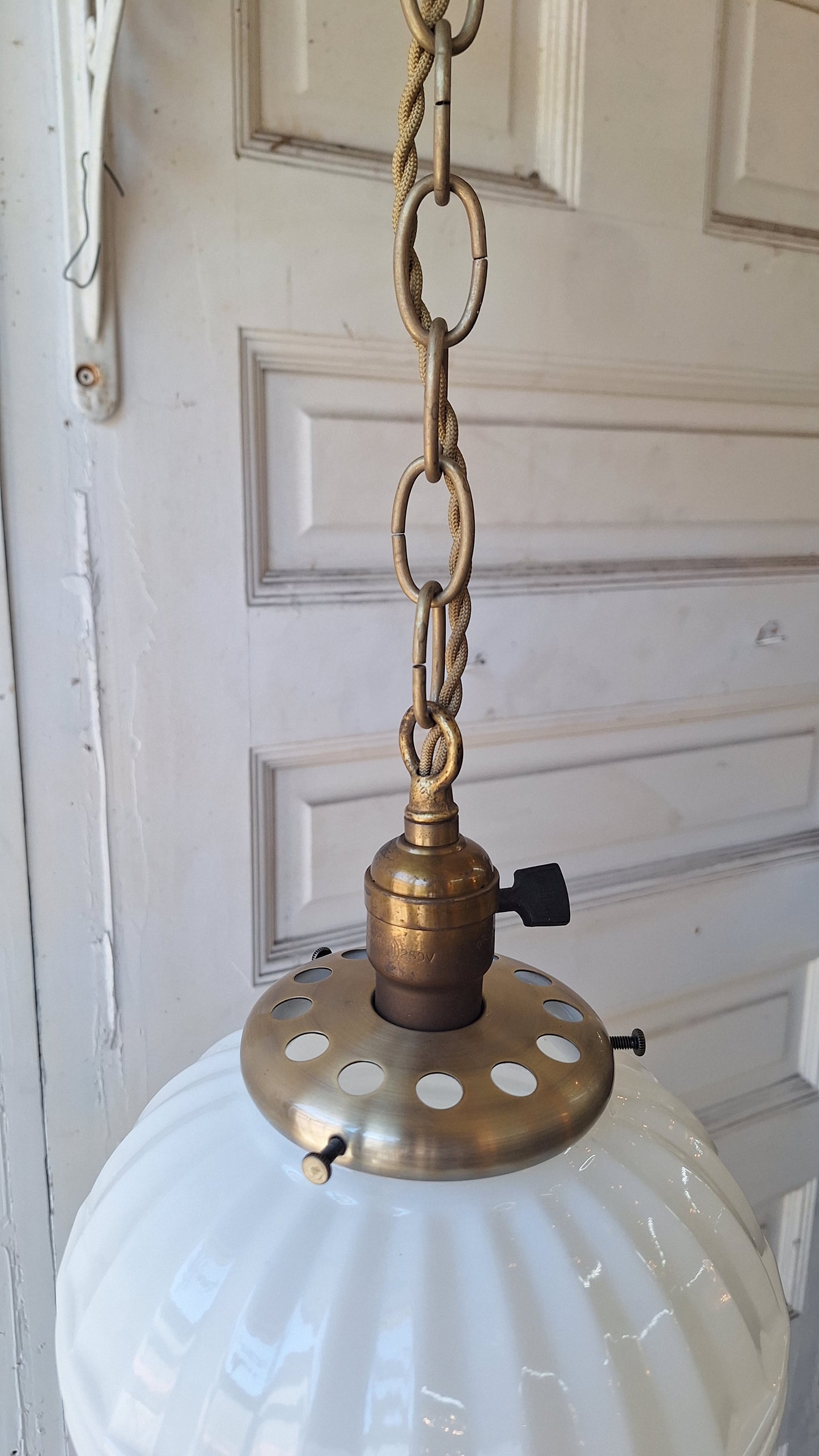 Retro Fruit Design Pendant Light, Vintage Painted Milk Glass Chain Light