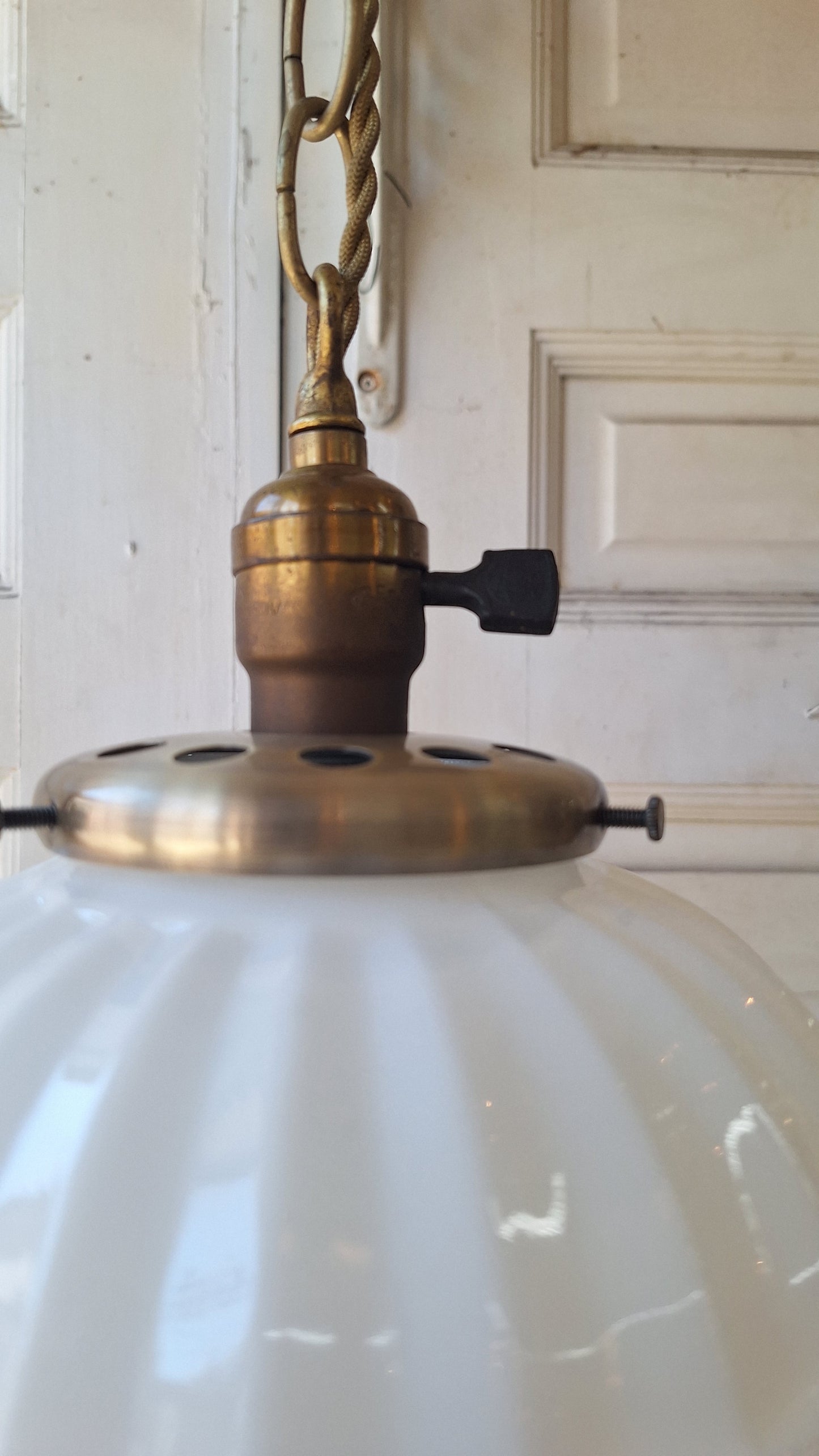 Retro Fruit Design Pendant Light, Vintage Painted Milk Glass Chain Light