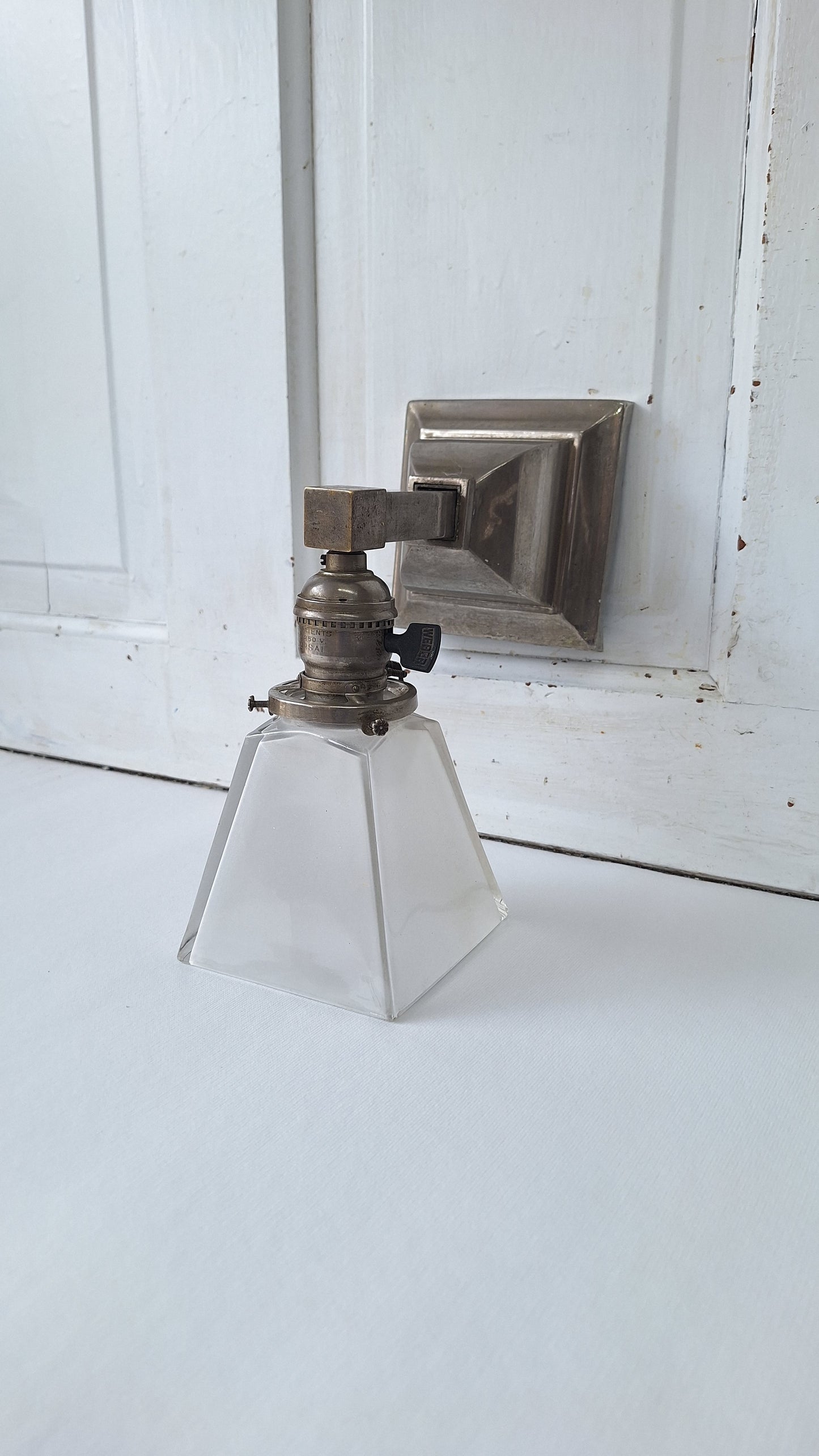 Nickel Plated Mission Sconce, Arts and Crafts Square Wall Light