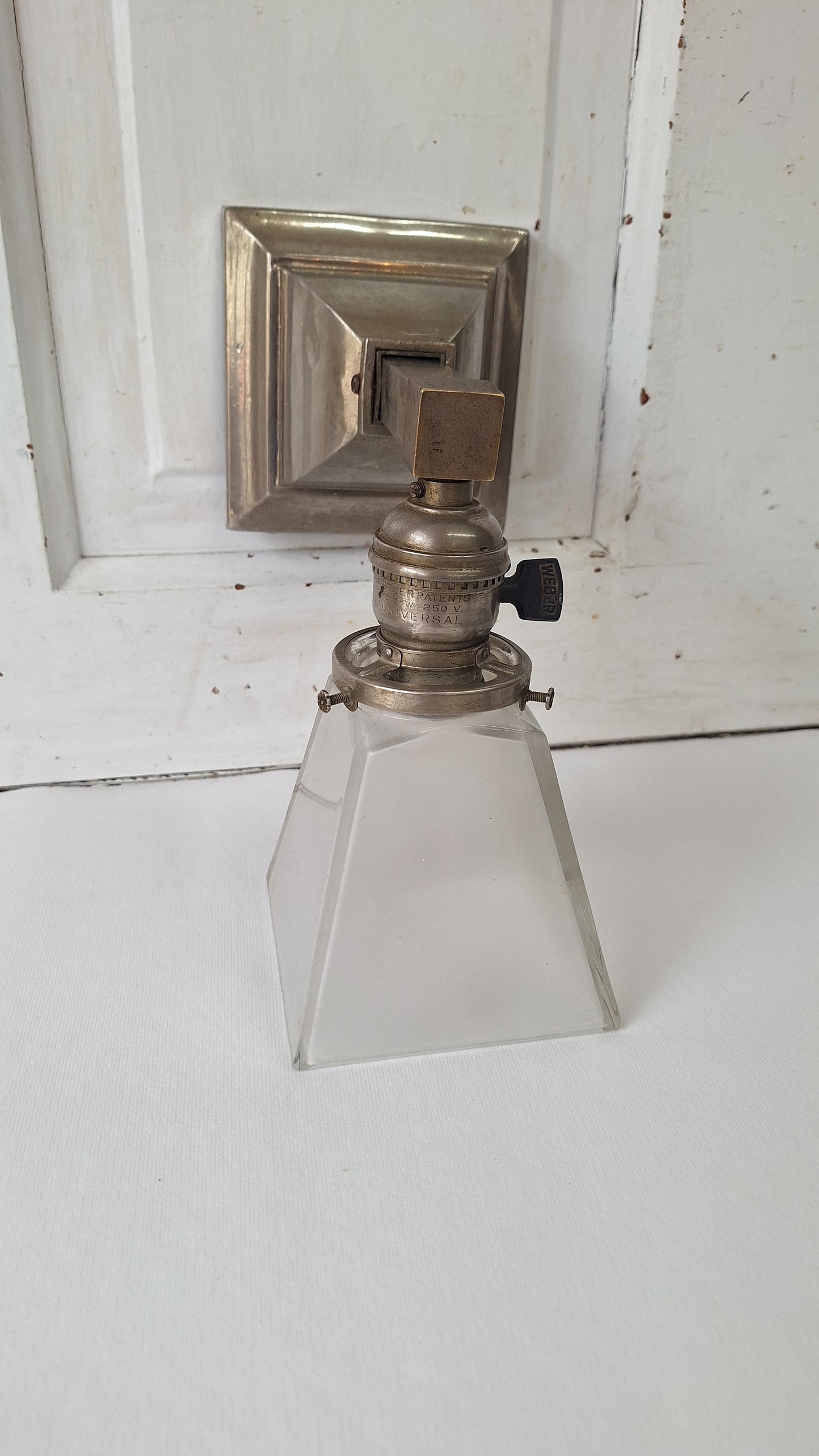 Nickel Plated Mission Sconce, Arts and Crafts Square Wall Light