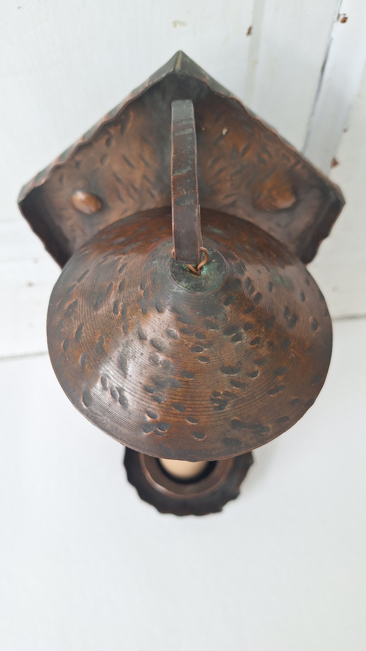 Hammered Copper Vintage Wall Sconce, Tudor Style, Arts and Crafts