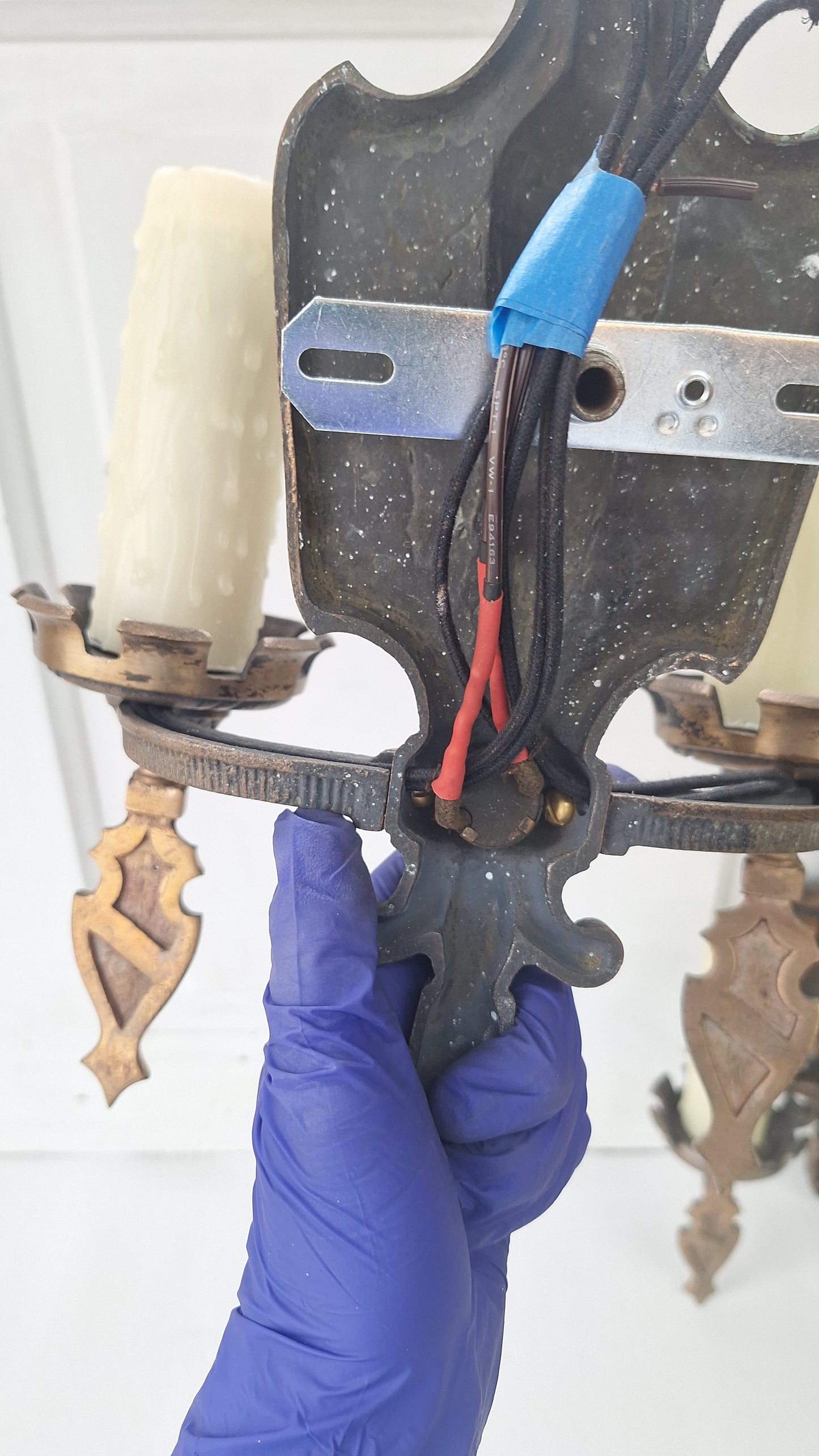Vintage Spanish Revival Bronze Sconces, Pair of Ornate Wall Lights