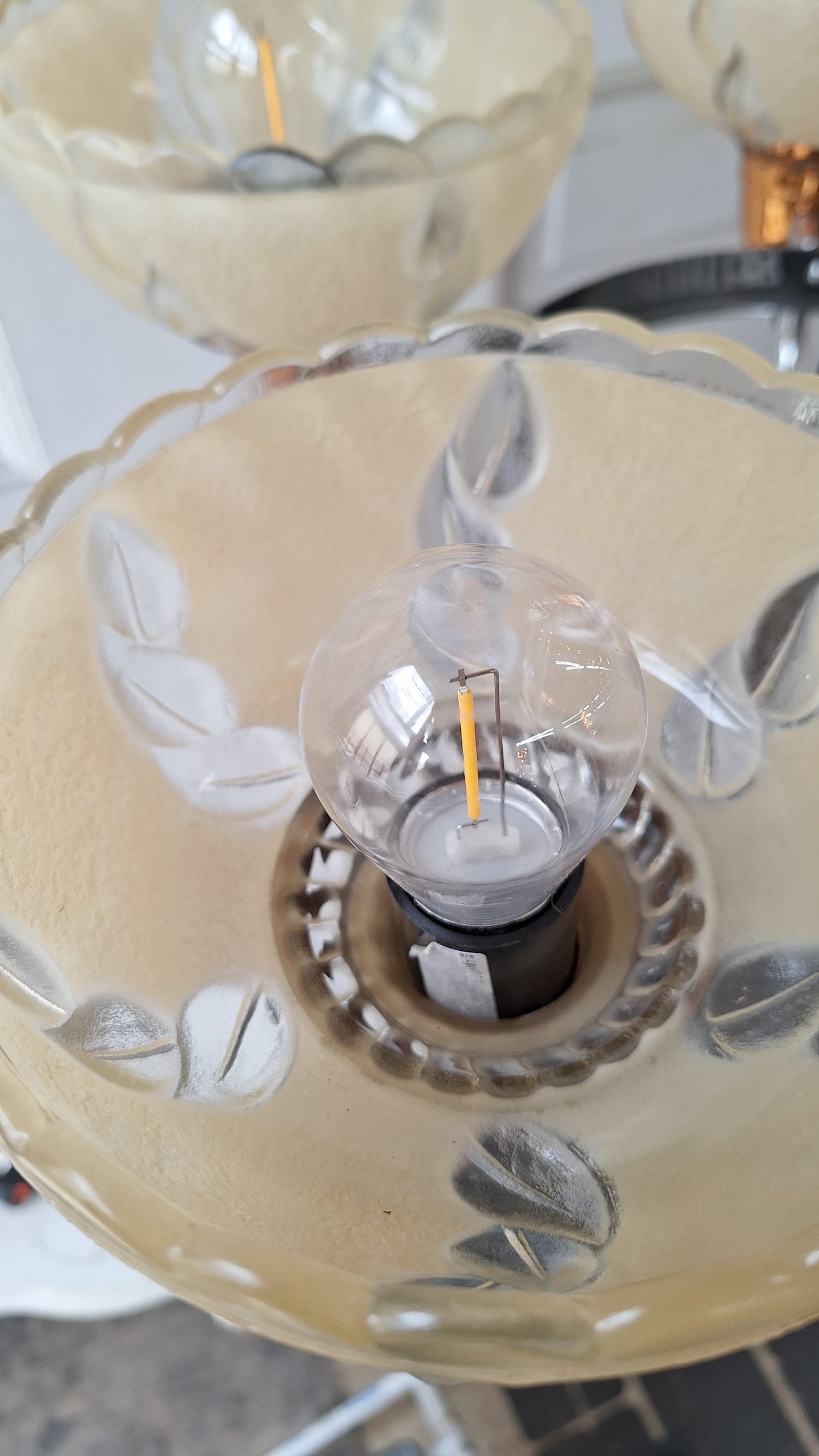 Slip Shade Chandelier, Copper and Nickel Art Deco Light
