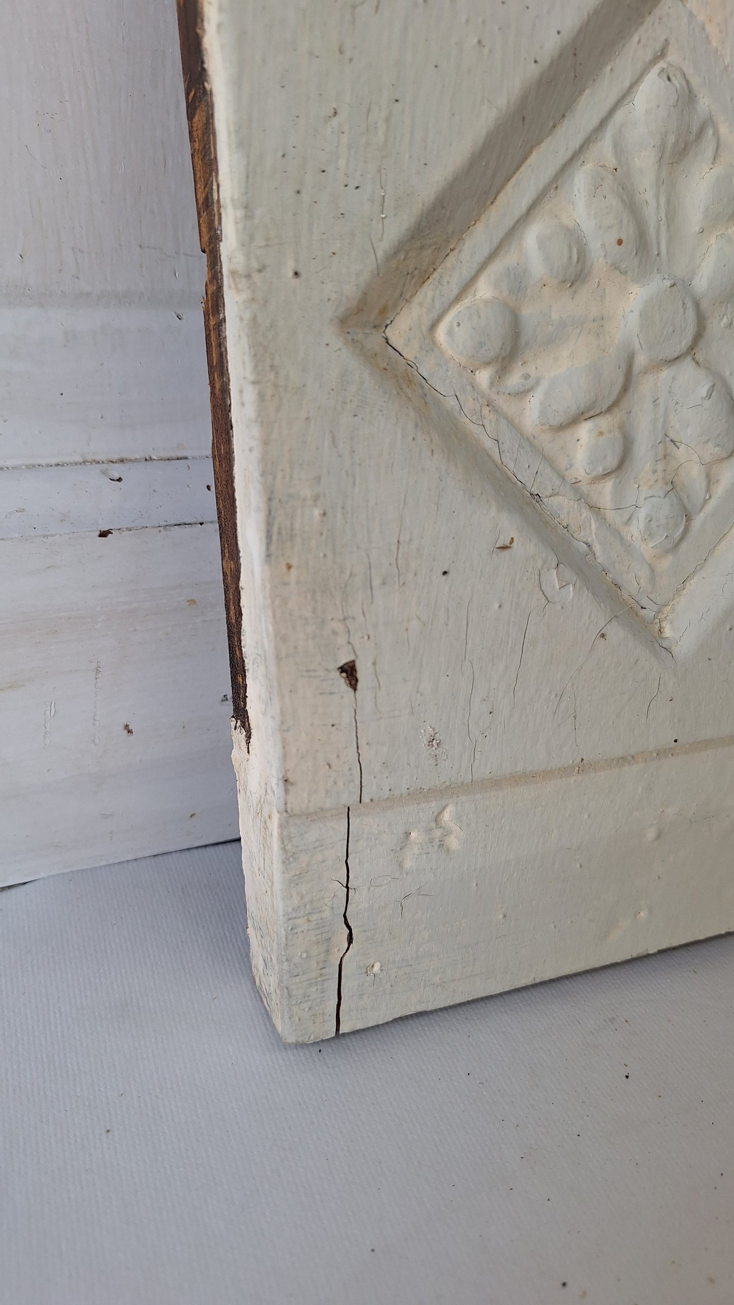 Pair of Carved Plinth Blocks, Salvaged Wood Base Trim Moldings
