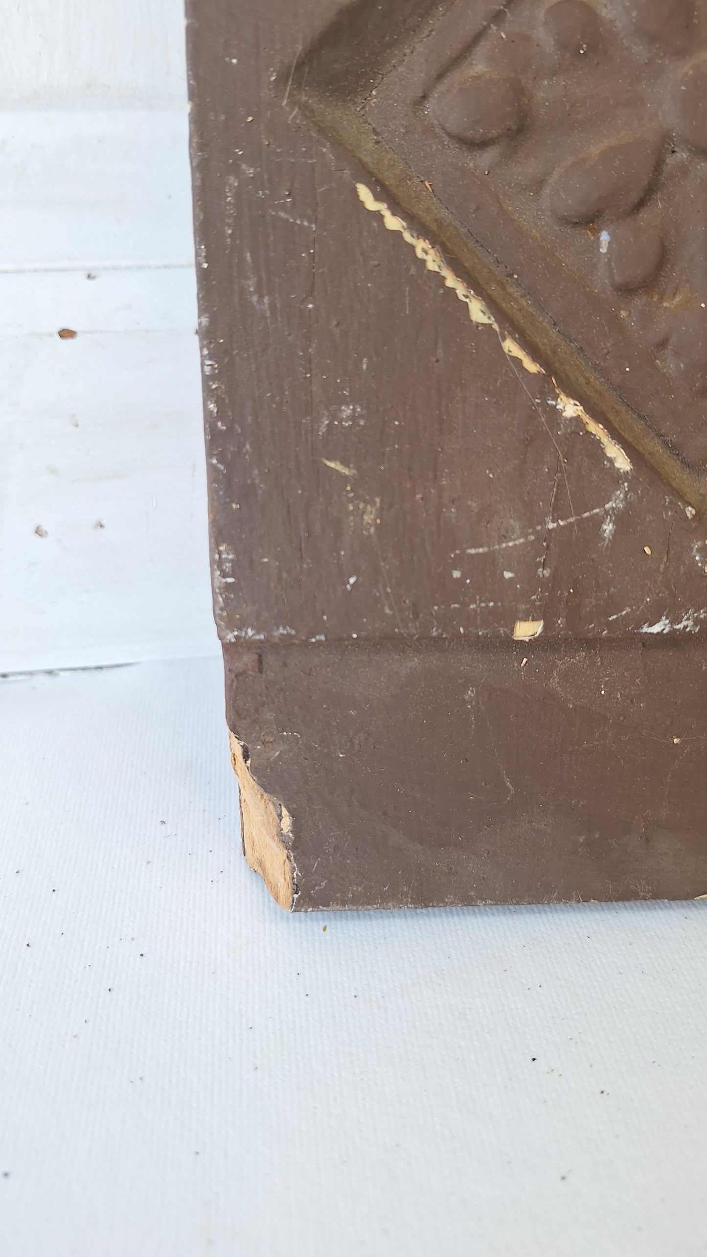 Pair of Carved Plinth Blocks, Salvaged Wood Base Trim Moldings
