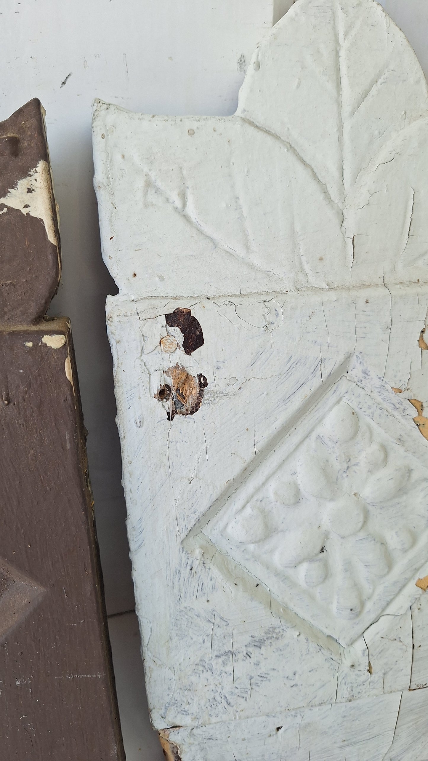 Pair of Carved Plinth Blocks, Salvaged Wood Base Trim Moldings