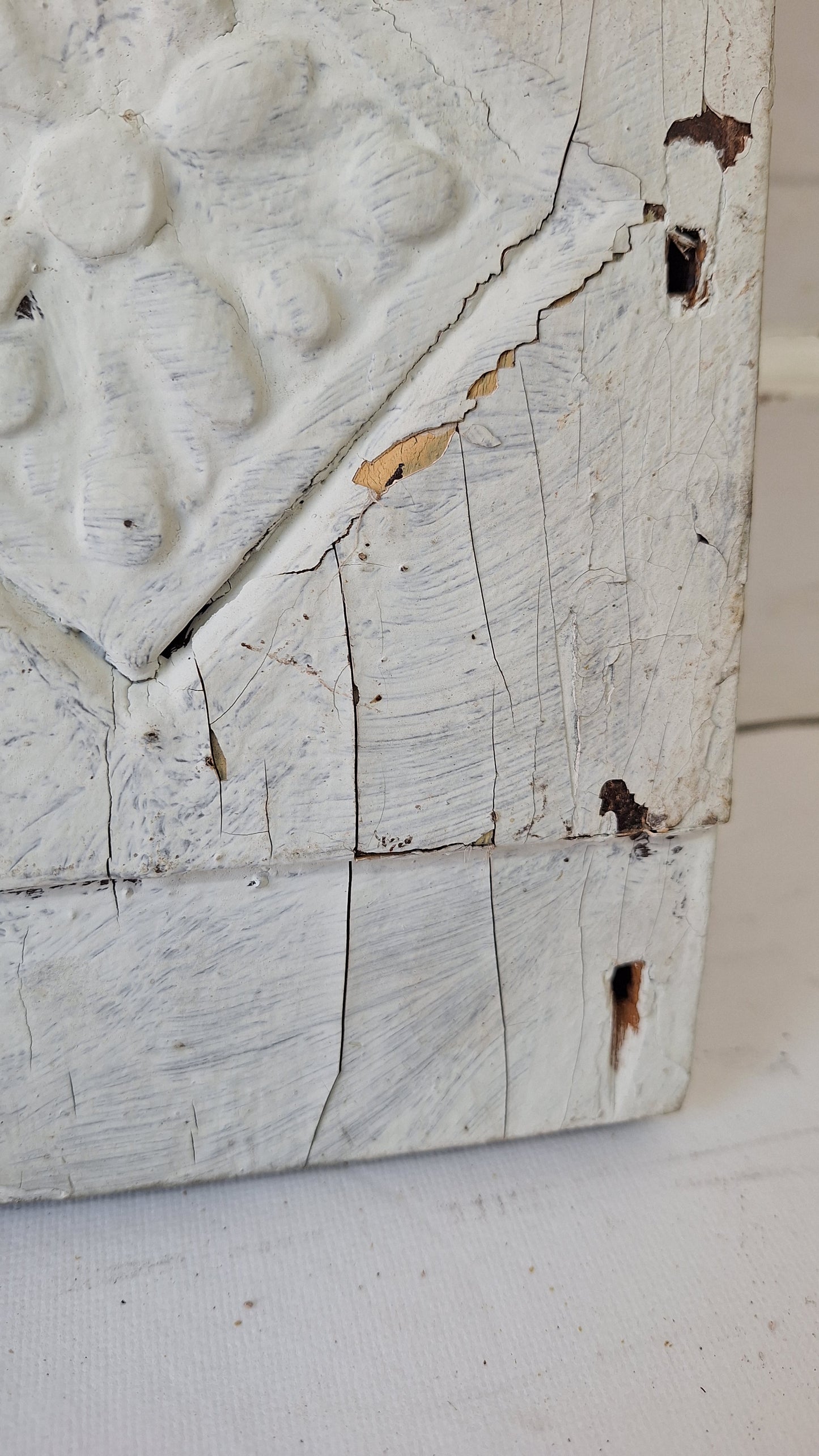 Pair of Carved Plinth Blocks, Salvaged Wood Base Trim Moldings