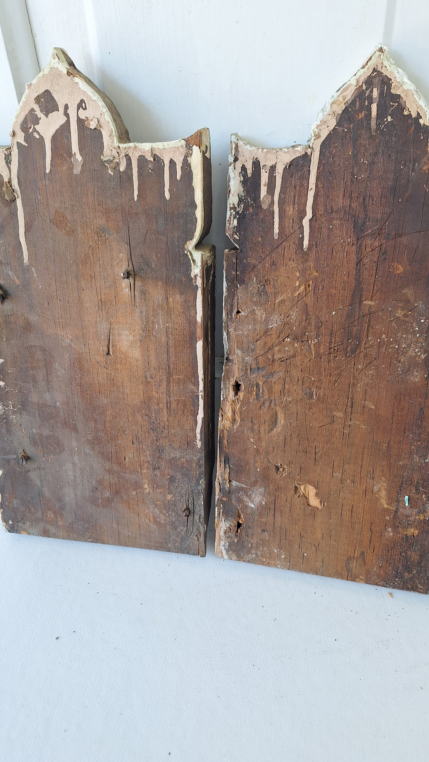 Pair of Carved Plinth Blocks, Salvaged Wood Base Trim Moldings