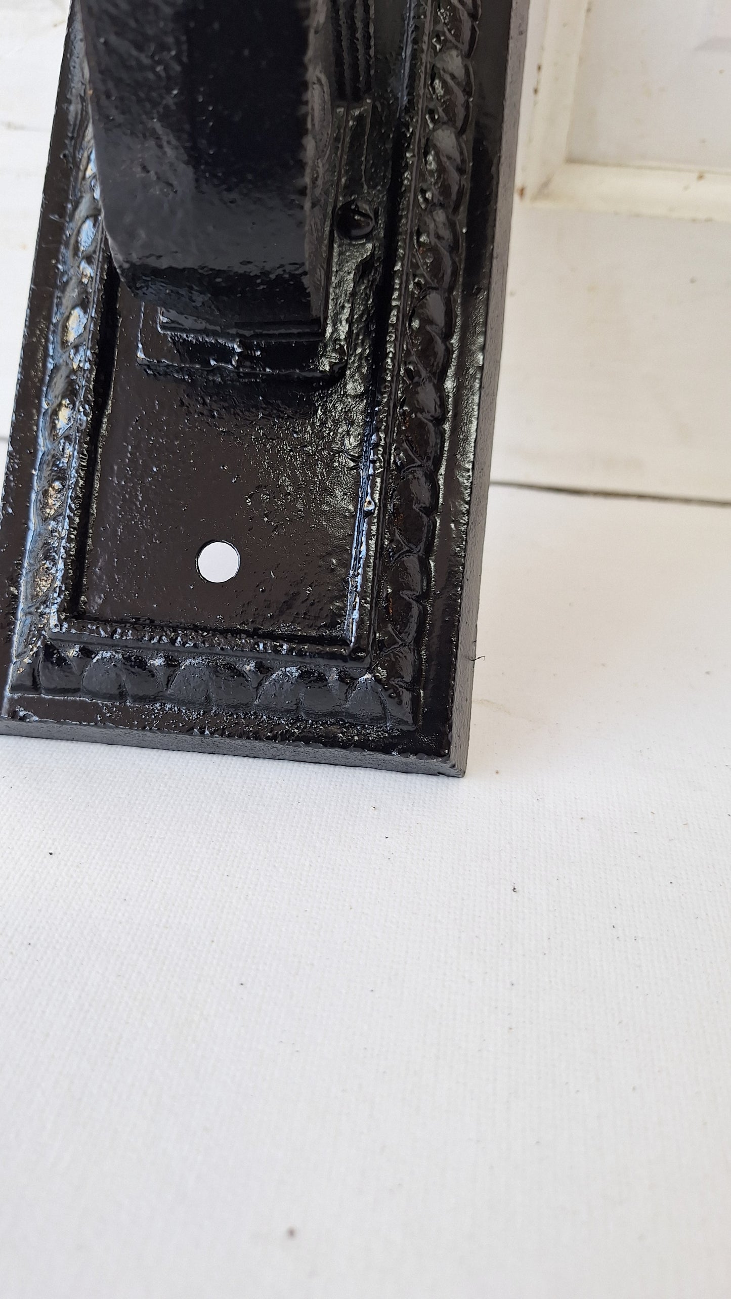 Antique Cast Iron Sconce with Ribbed Glass Globe, Exterior Wall Light