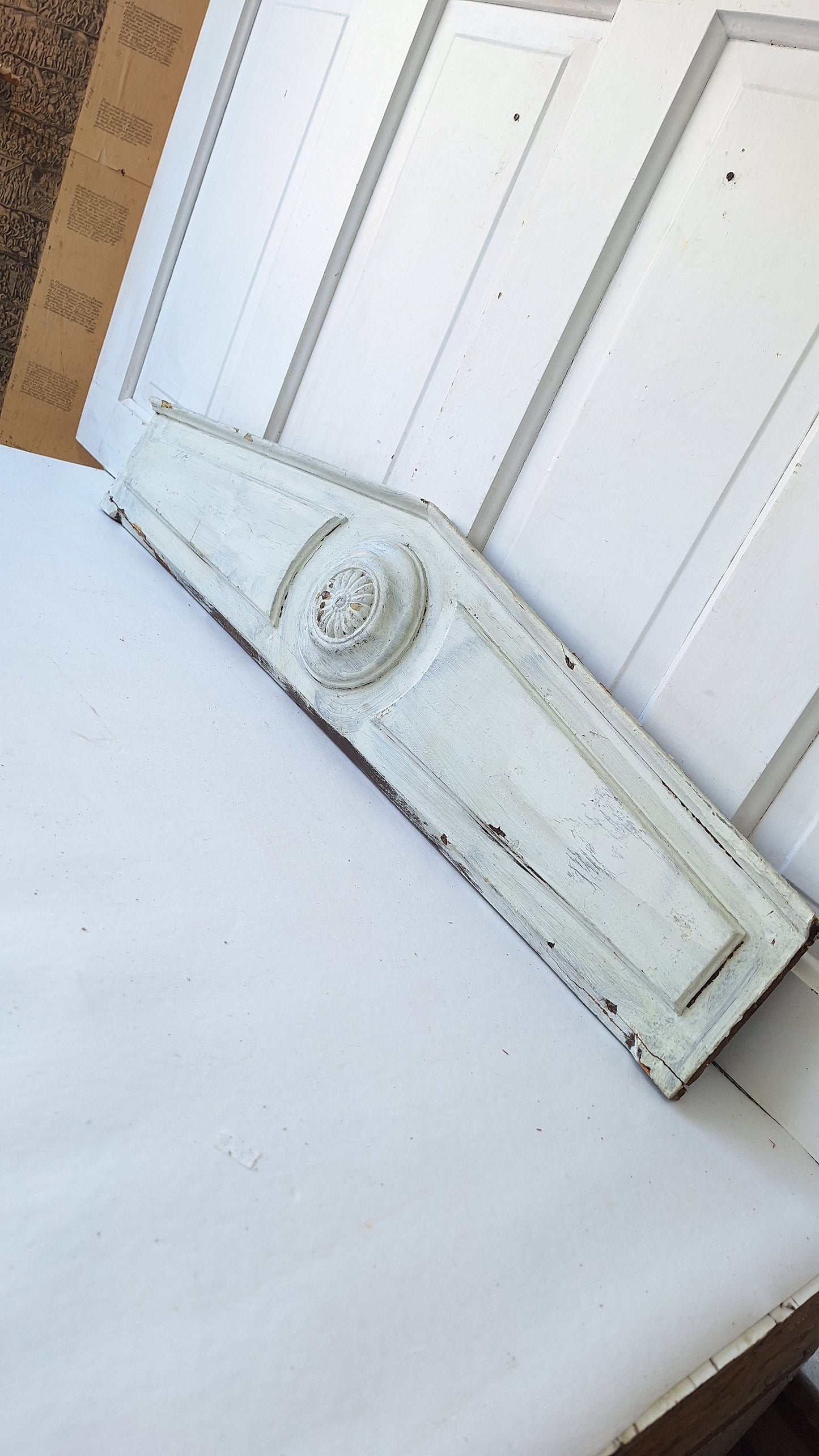 Ornate Door Pediment, Antique Carved Wood Doorway Header