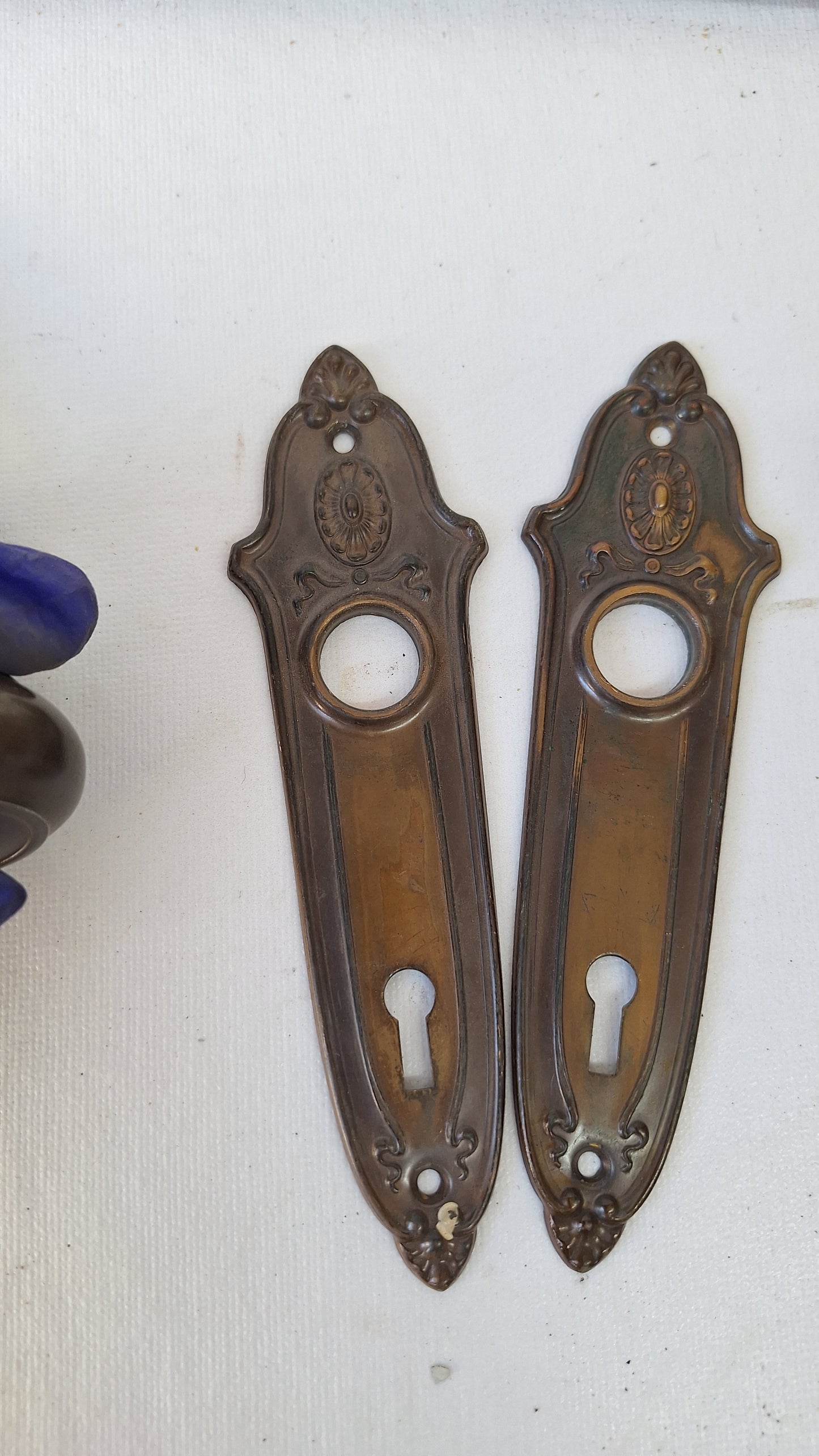Fancy Designed Door Knobs & Plates Hardware, Ornate Brass Doorknobs and Backplates