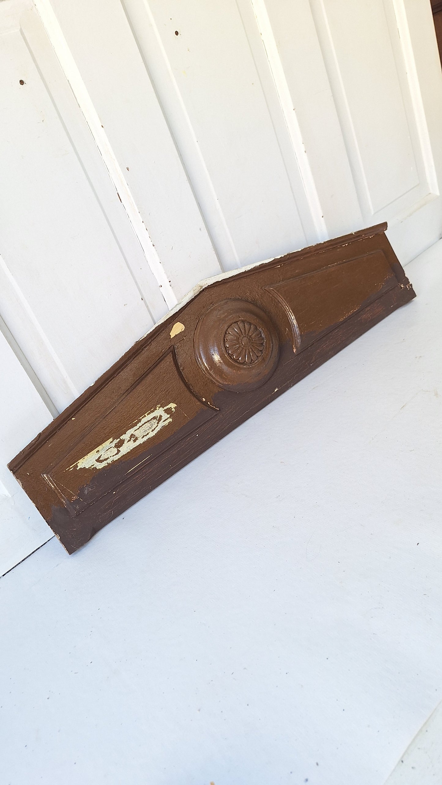 Antique Door Pediment, Carved Wood Doorway Header