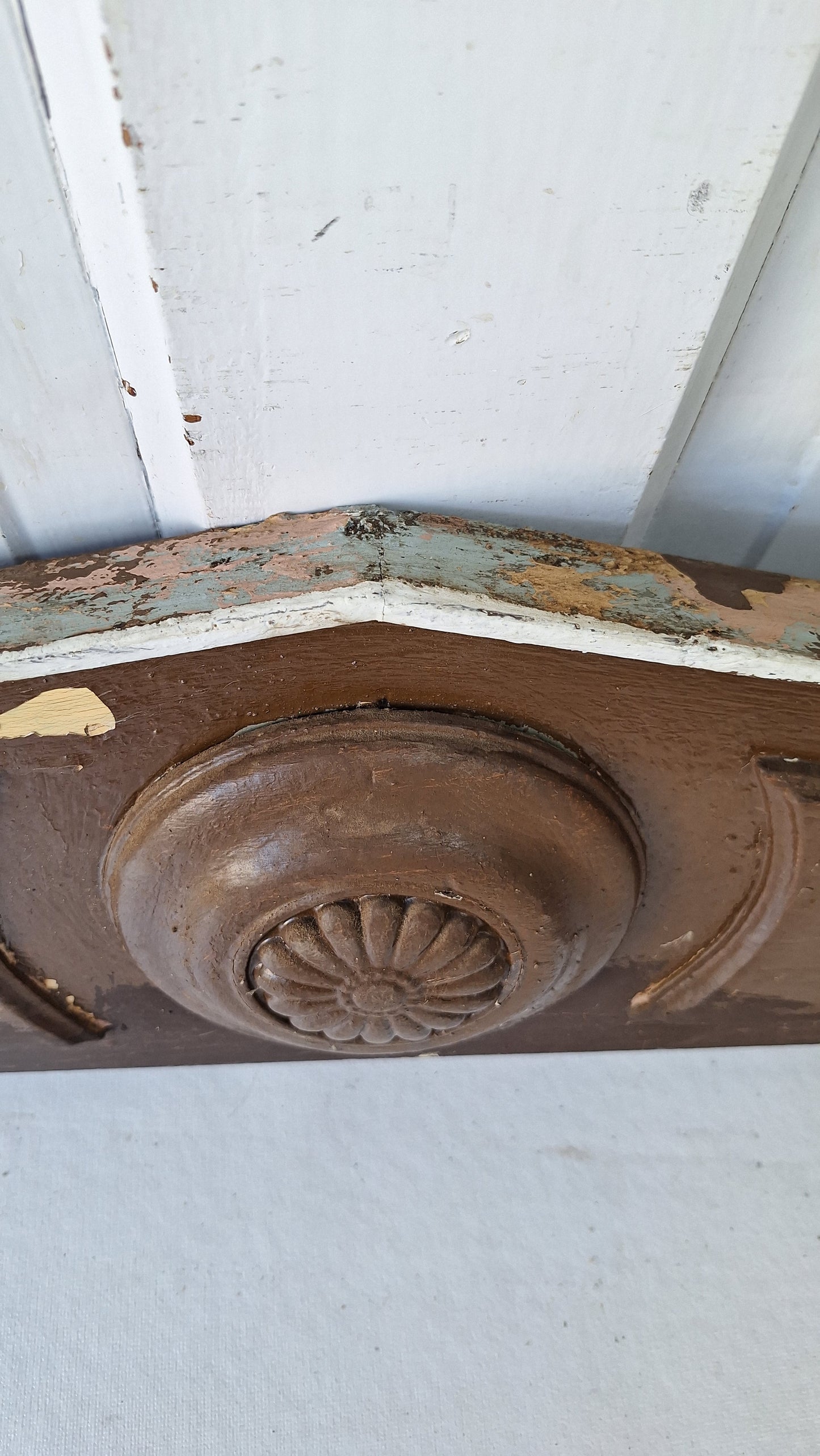 Antique Door Pediment, Carved Wood Doorway Header