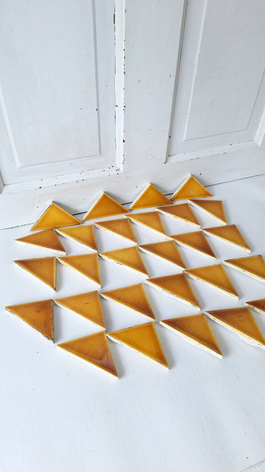 24 Antique Yellow Fireplace Tiles, Victorian Hearth Border Accent Tiles