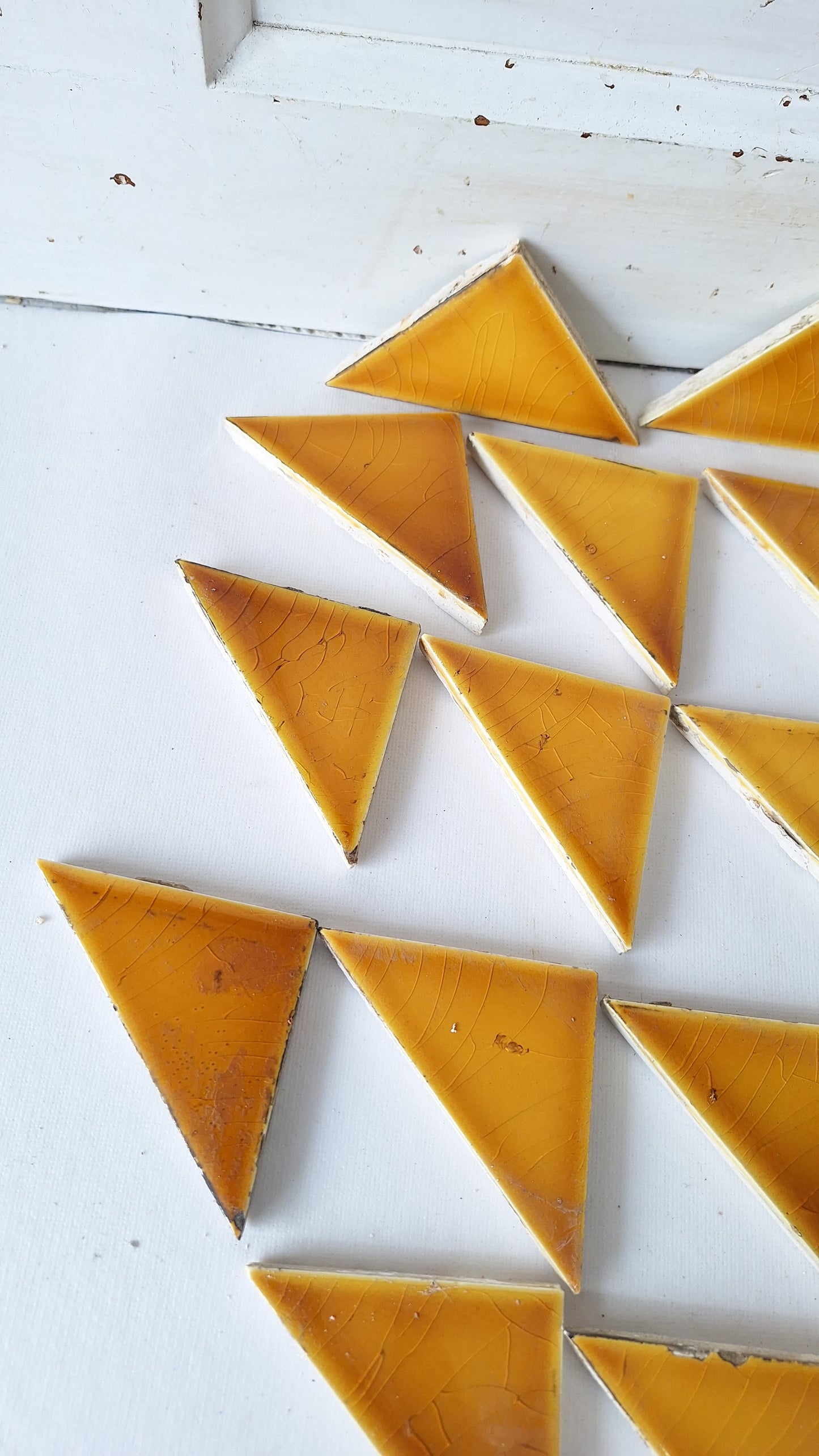 24 Antique Yellow Fireplace Tiles, Victorian Hearth Border Accent Tiles