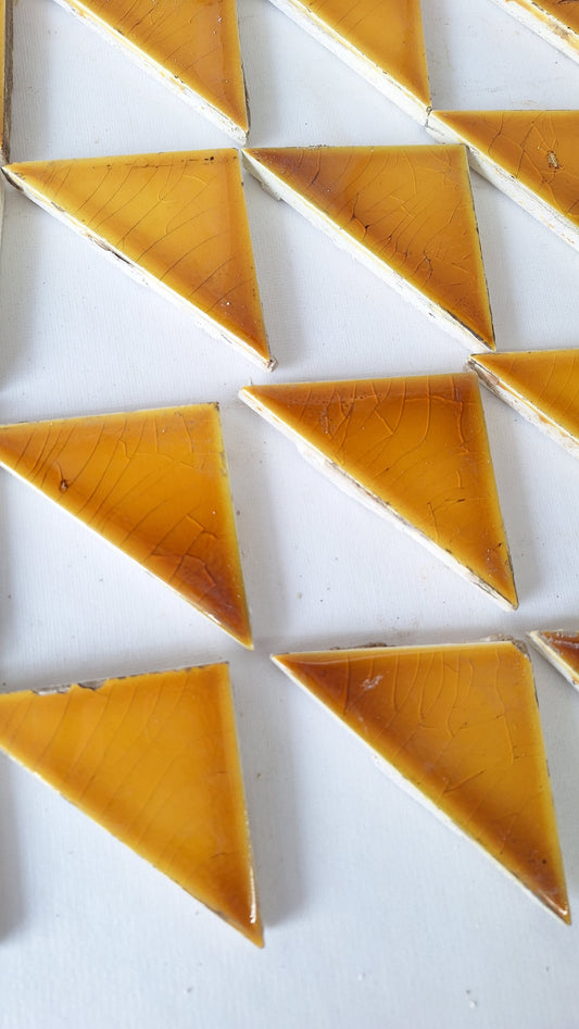 24 Antique Yellow Fireplace Tiles, Victorian Hearth Border Accent Tiles
