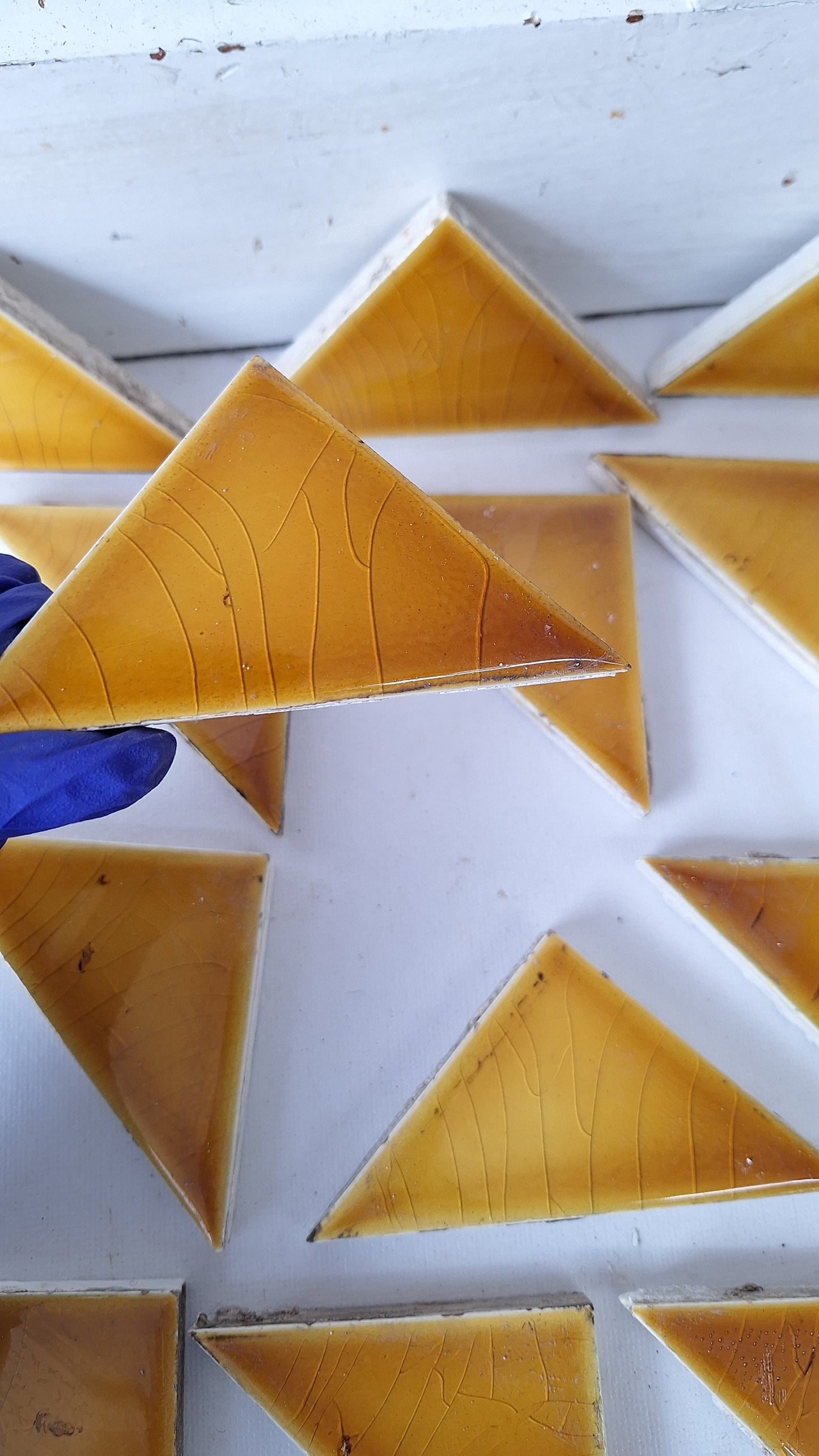 24 Antique Yellow Fireplace Tiles, Victorian Hearth Border Accent Tiles
