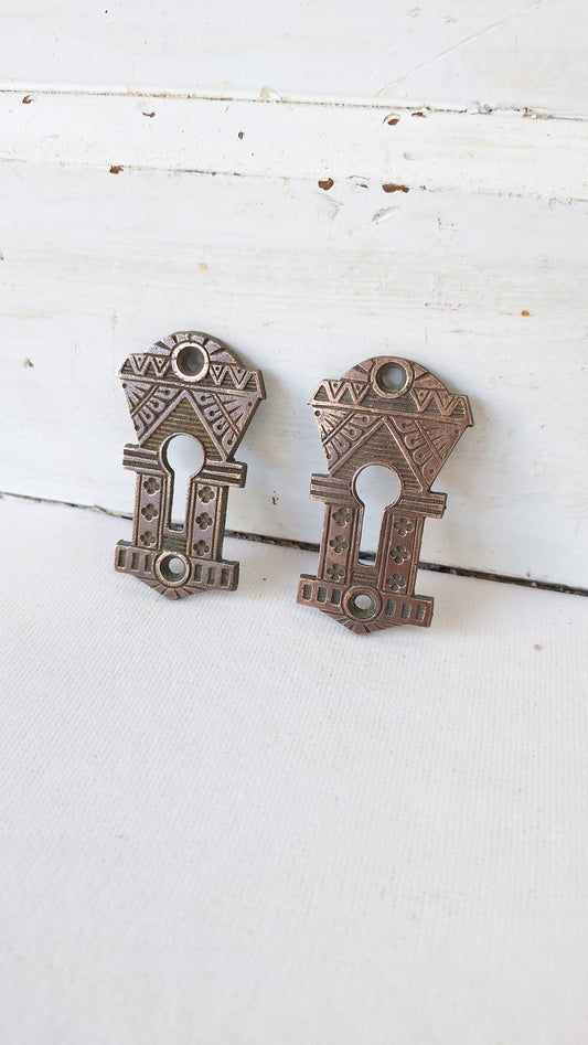 Antique Victorian Keyhole Escutcheons, Key Hole Plates
