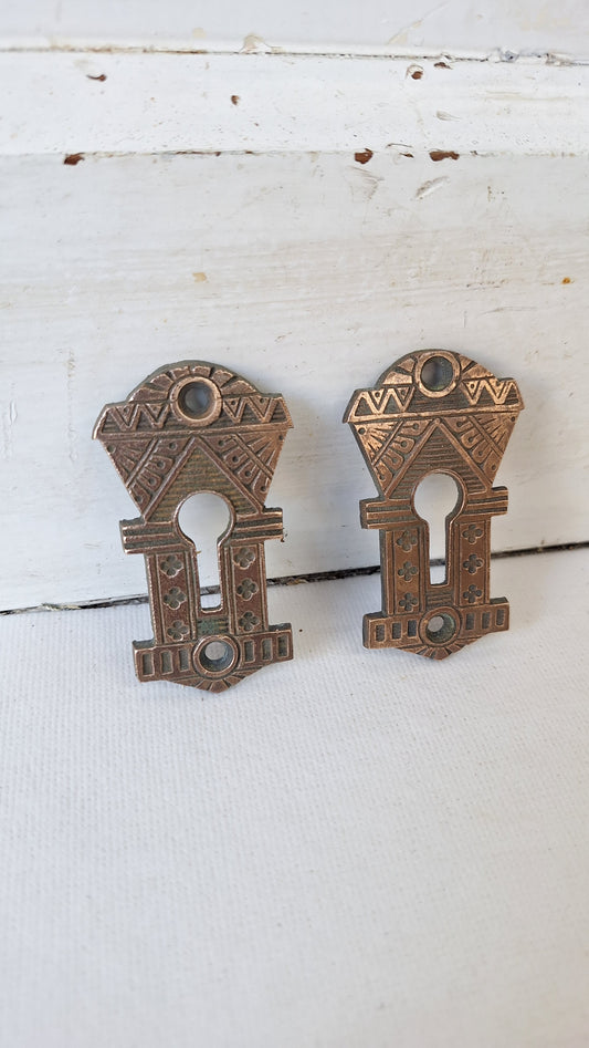 Antique Victorian Keyhole Escutcheons, Key Hole Plates