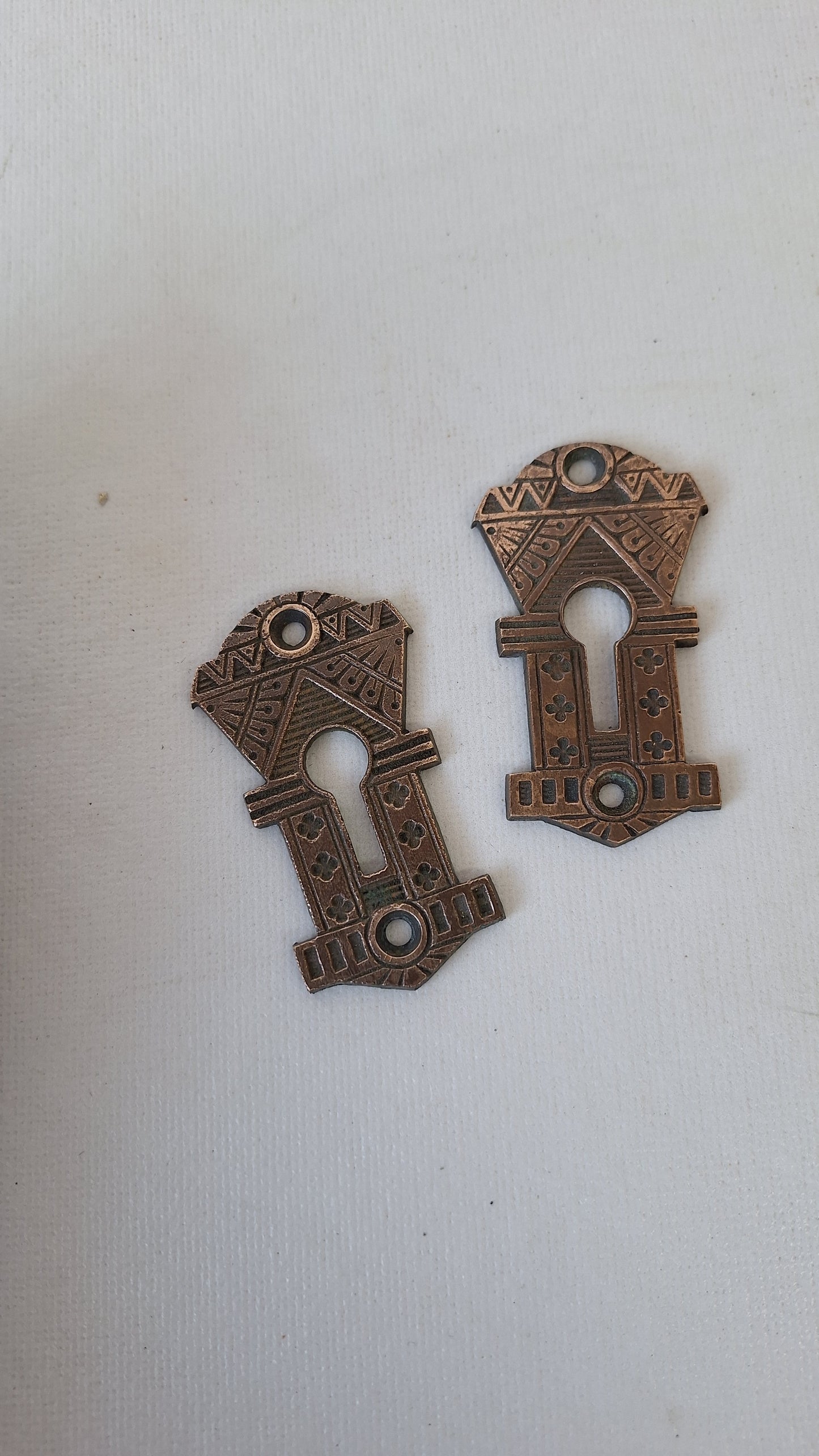 Antique Victorian Keyhole Escutcheons, Key Hole Plates