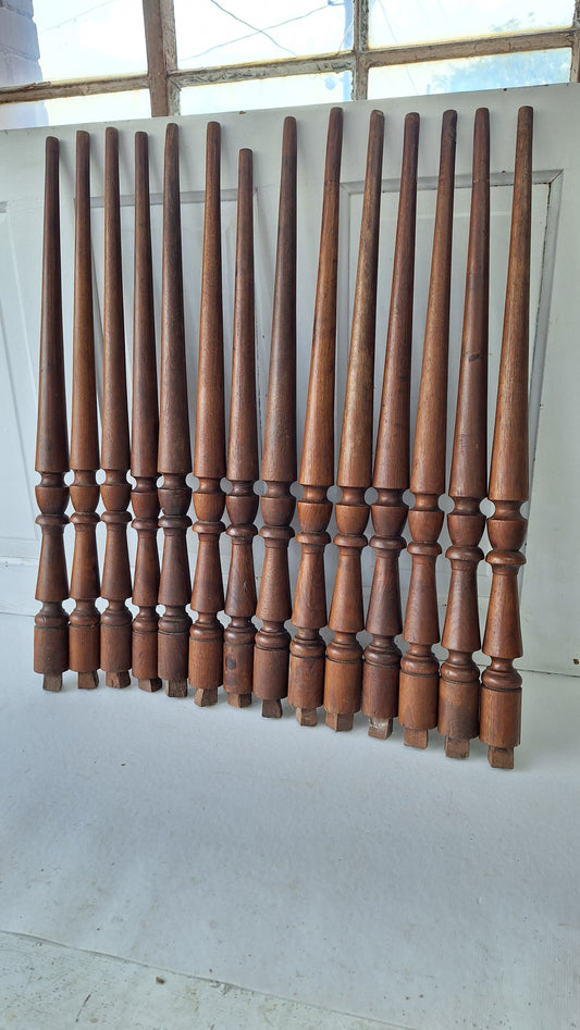 14 Antique Staircase Spindles, Wooden Stair Rail Balusters