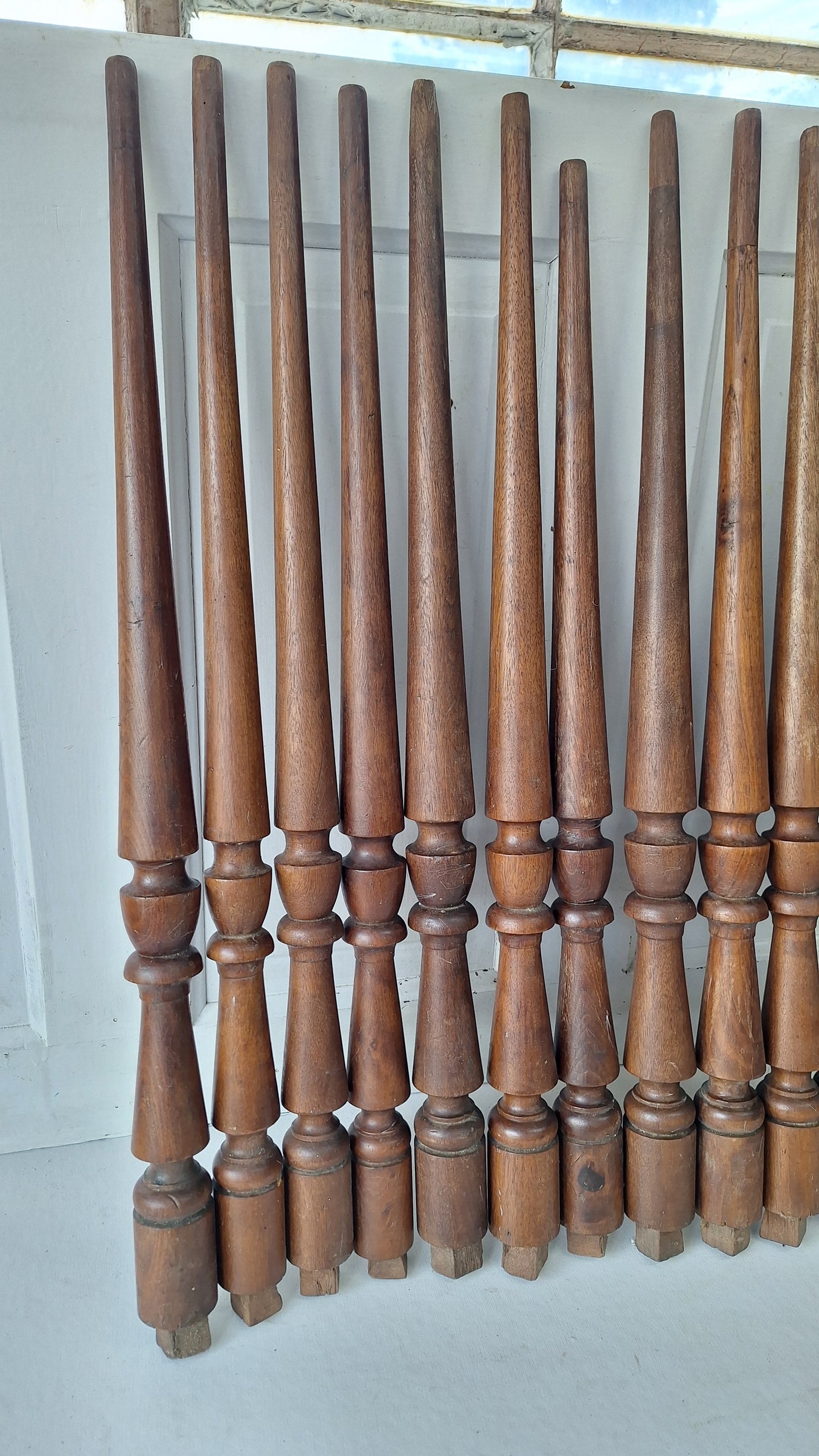 14 Antique Staircase Spindles, Wooden Stair Rail Balusters