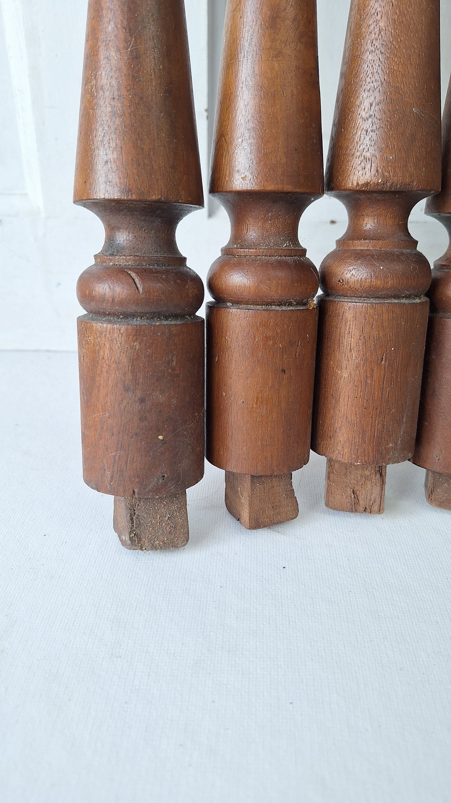 14 Antique Staircase Spindles, Wooden Stair Rail Balusters