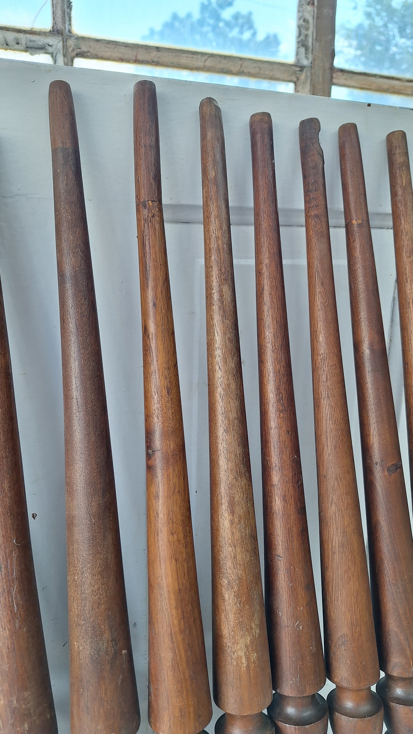 14 Antique Staircase Spindles, Wooden Stair Rail Balusters