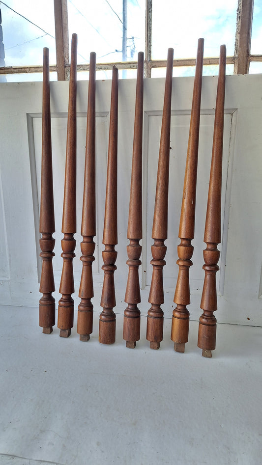 8 Antique Staircase Spindles, Wooden Stair Rail Balusters