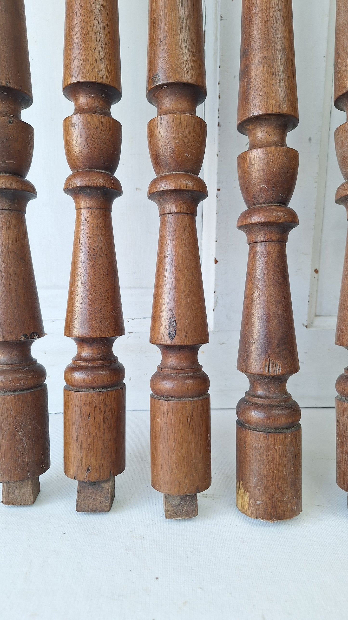 8 Antique Staircase Spindles, Wooden Stair Rail Balusters