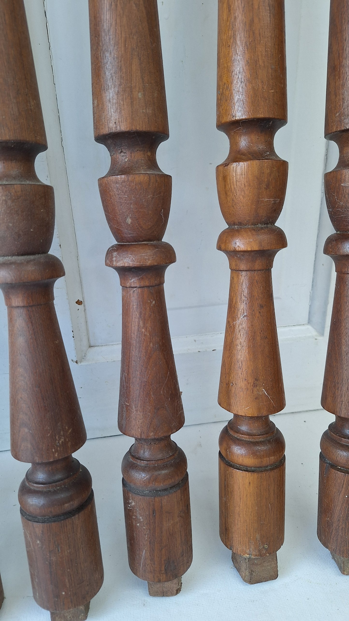 8 Antique Staircase Spindles, Wooden Stair Rail Balusters