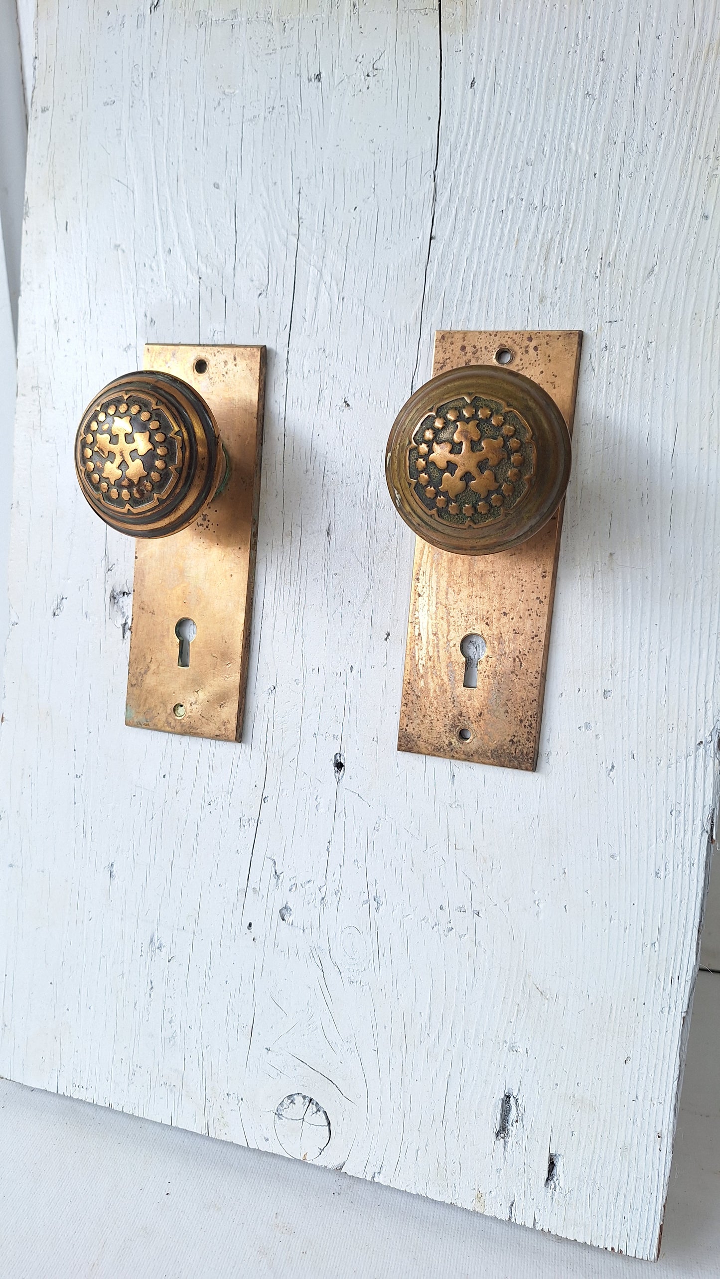 Century Bronze Doorknob Set: Embossed Victorian Hardware