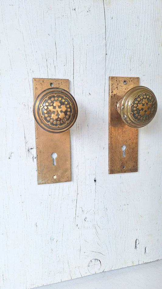 Century Bronze Doorknob Set: Embossed Victorian Hardware