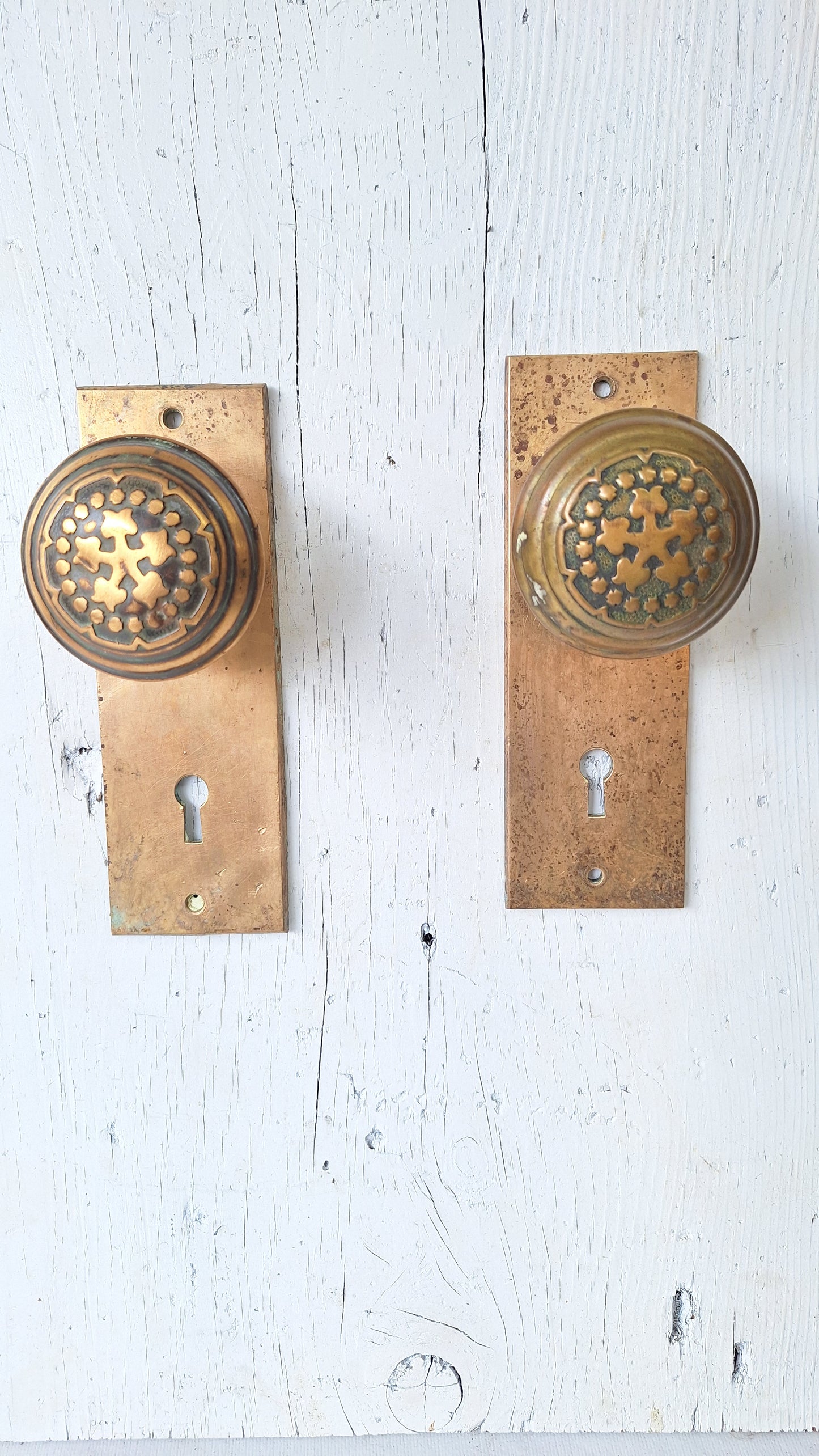 Century Bronze Doorknob Set: Embossed Victorian Hardware