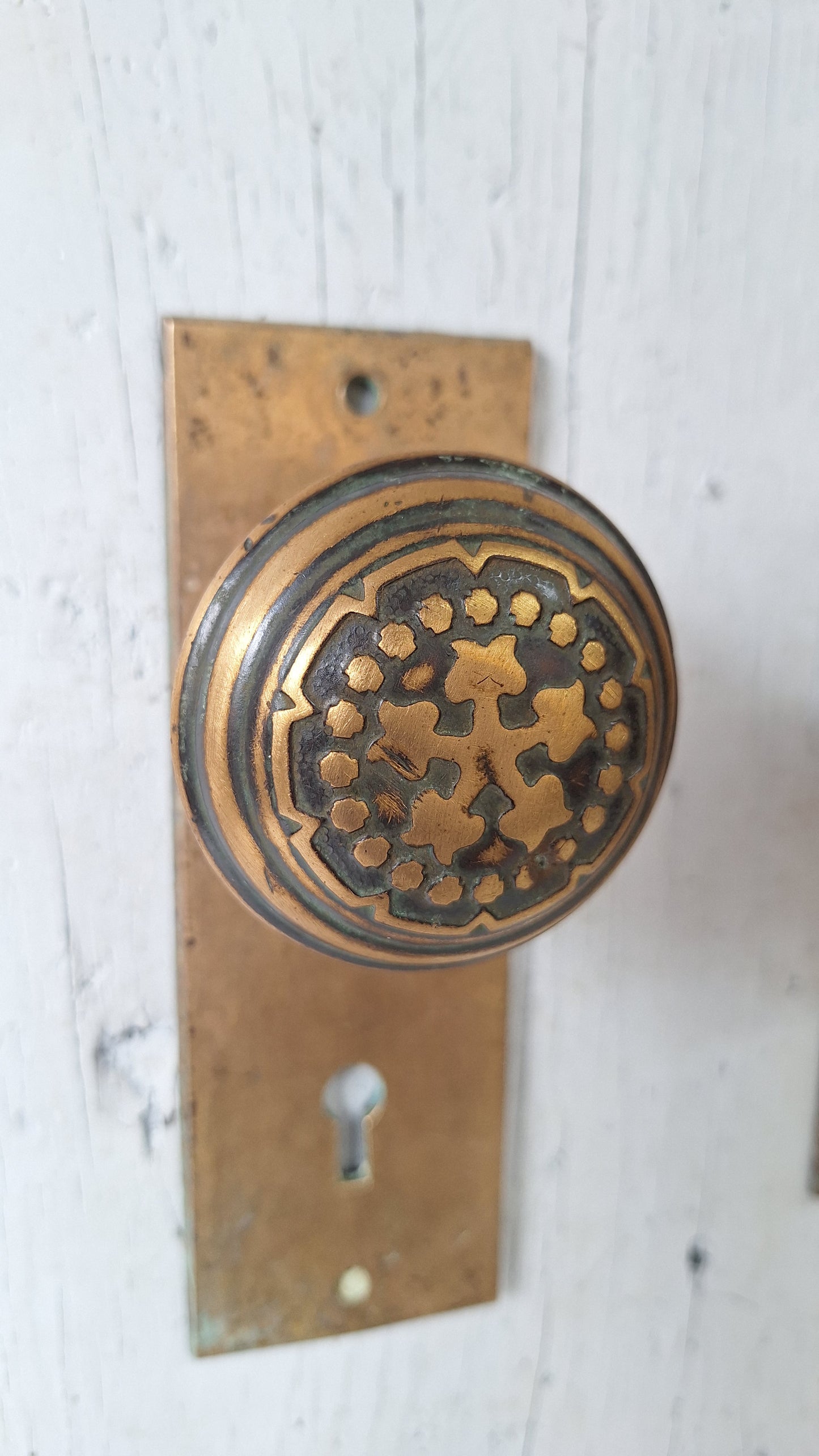 Century Bronze Doorknob Set: Embossed Victorian Hardware