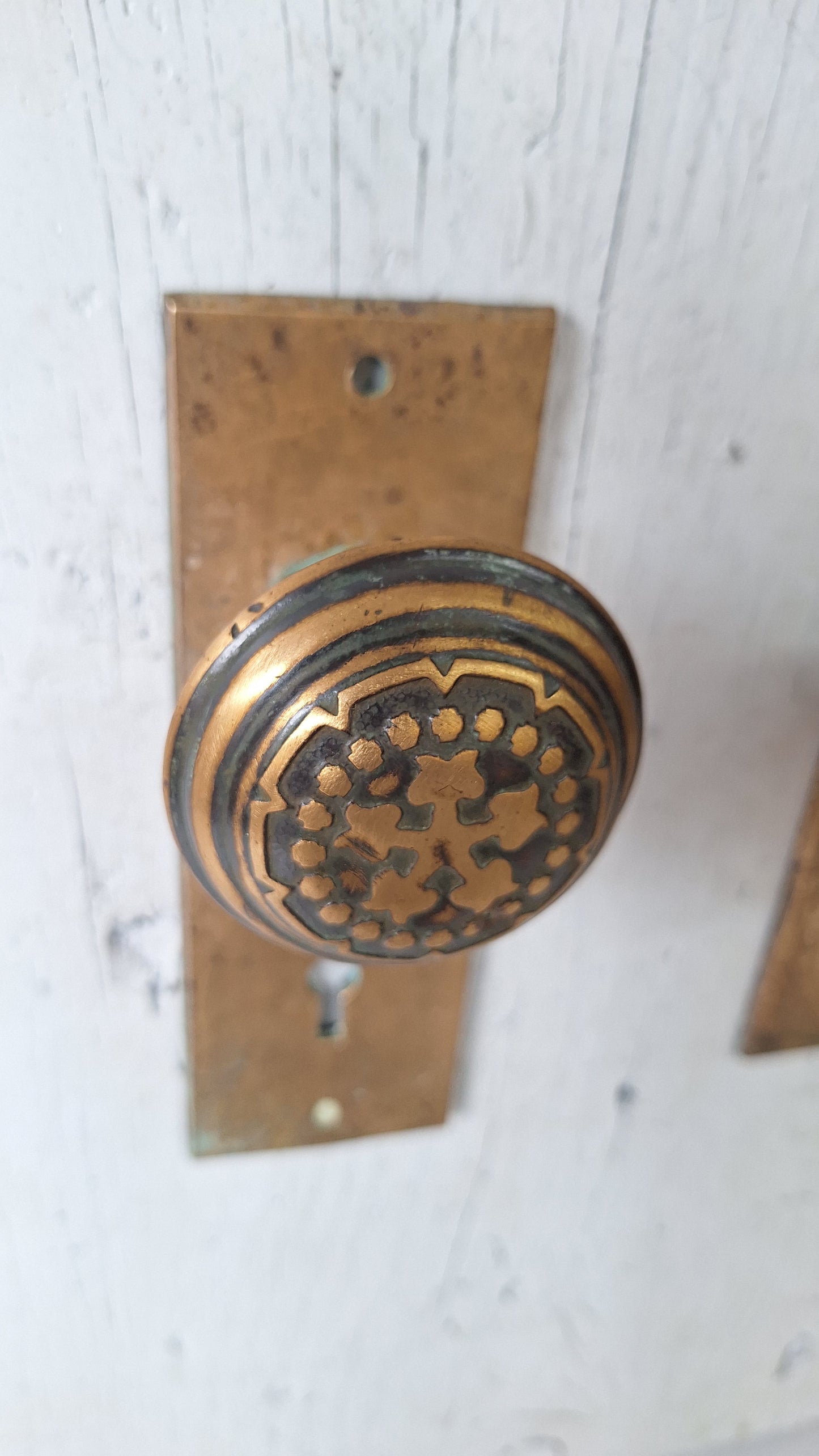 Century Bronze Doorknob Set: Embossed Victorian Hardware