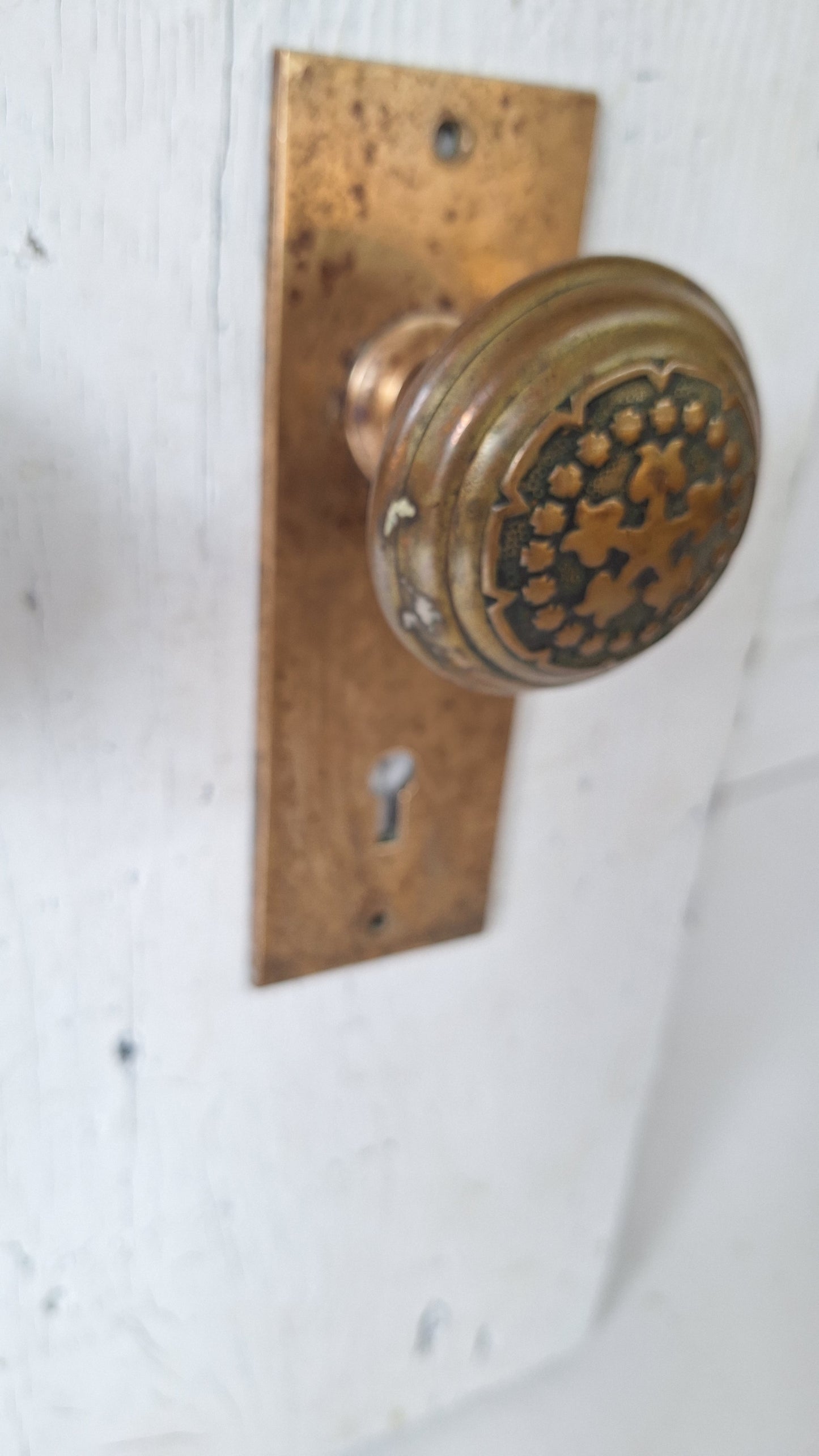 Century Bronze Doorknob Set: Embossed Victorian Hardware