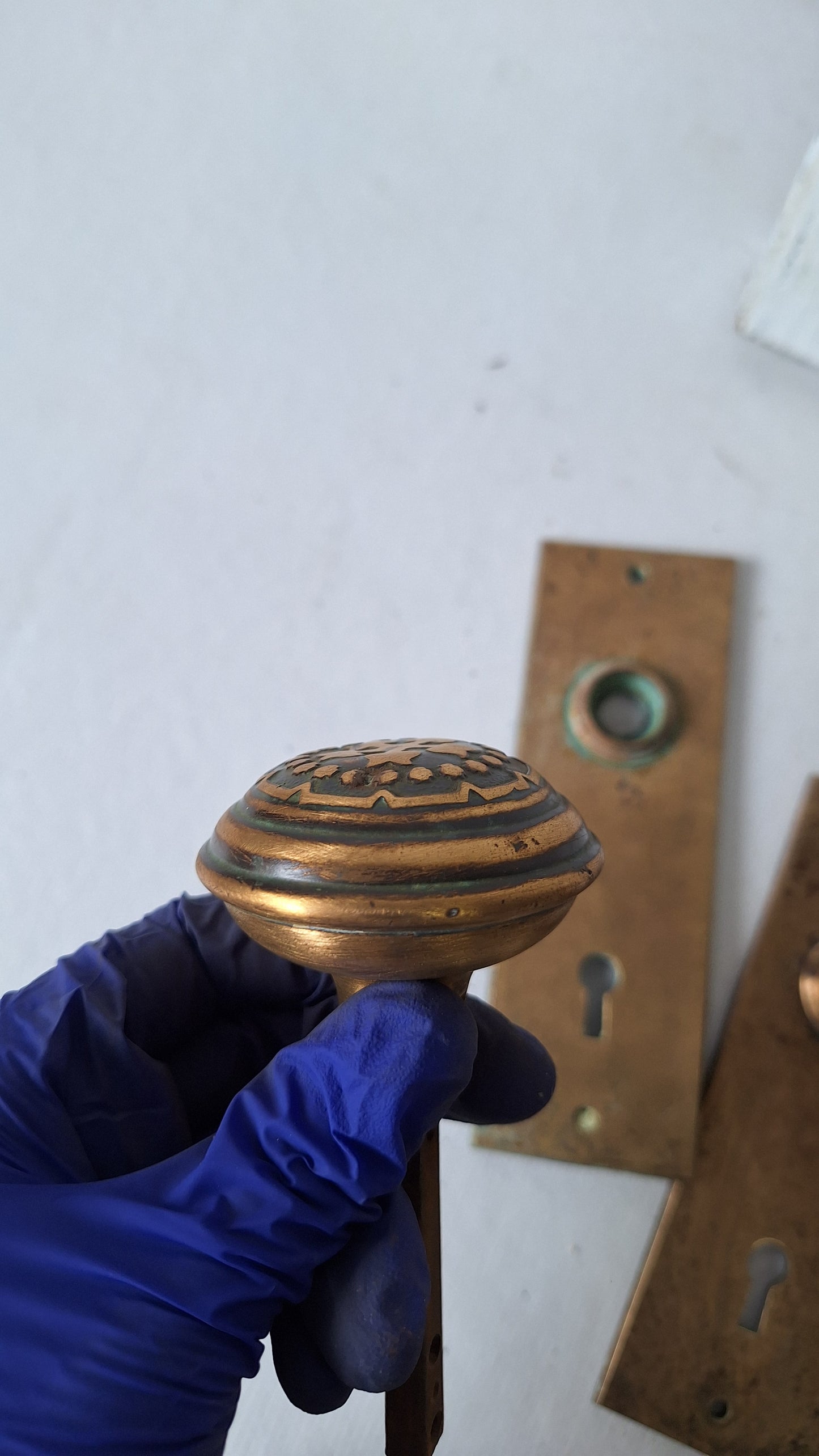 Century Bronze Doorknob Set: Embossed Victorian Hardware