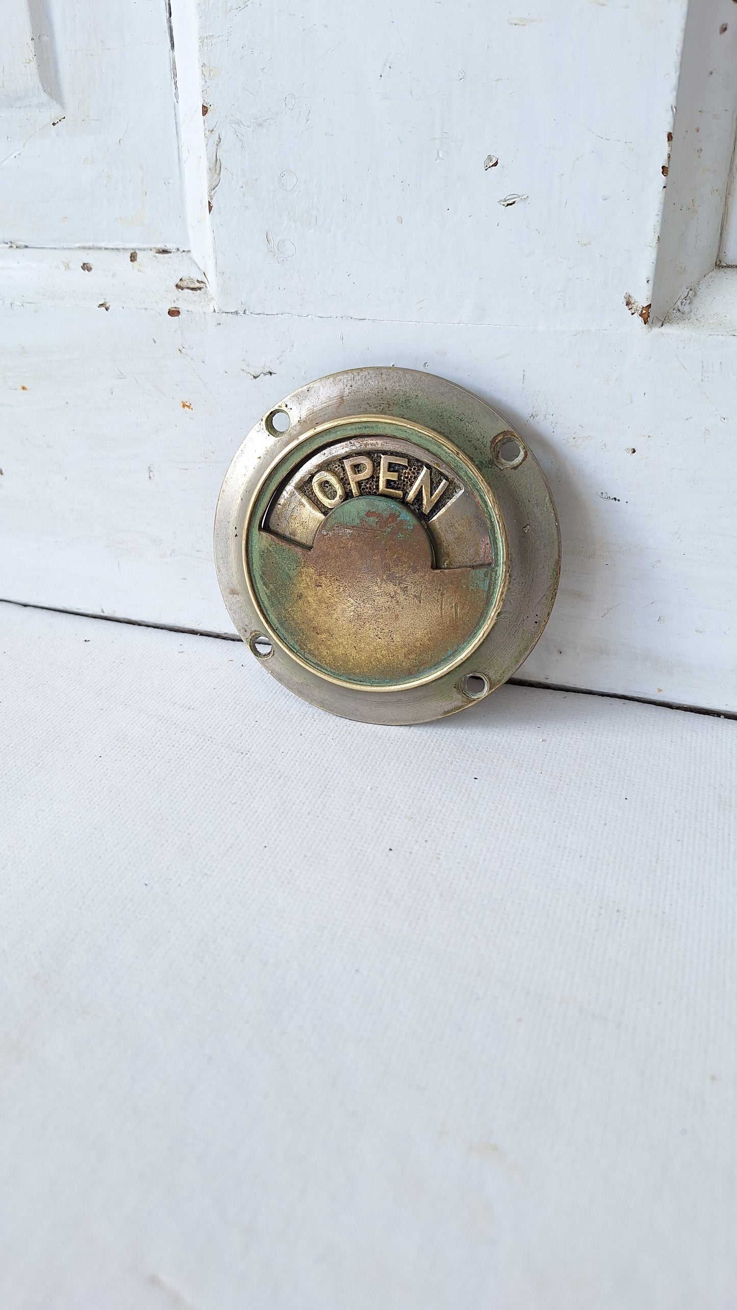Vintage Occupied Bathroom Door Indicator Lock, Early 1900s Privacy Lock