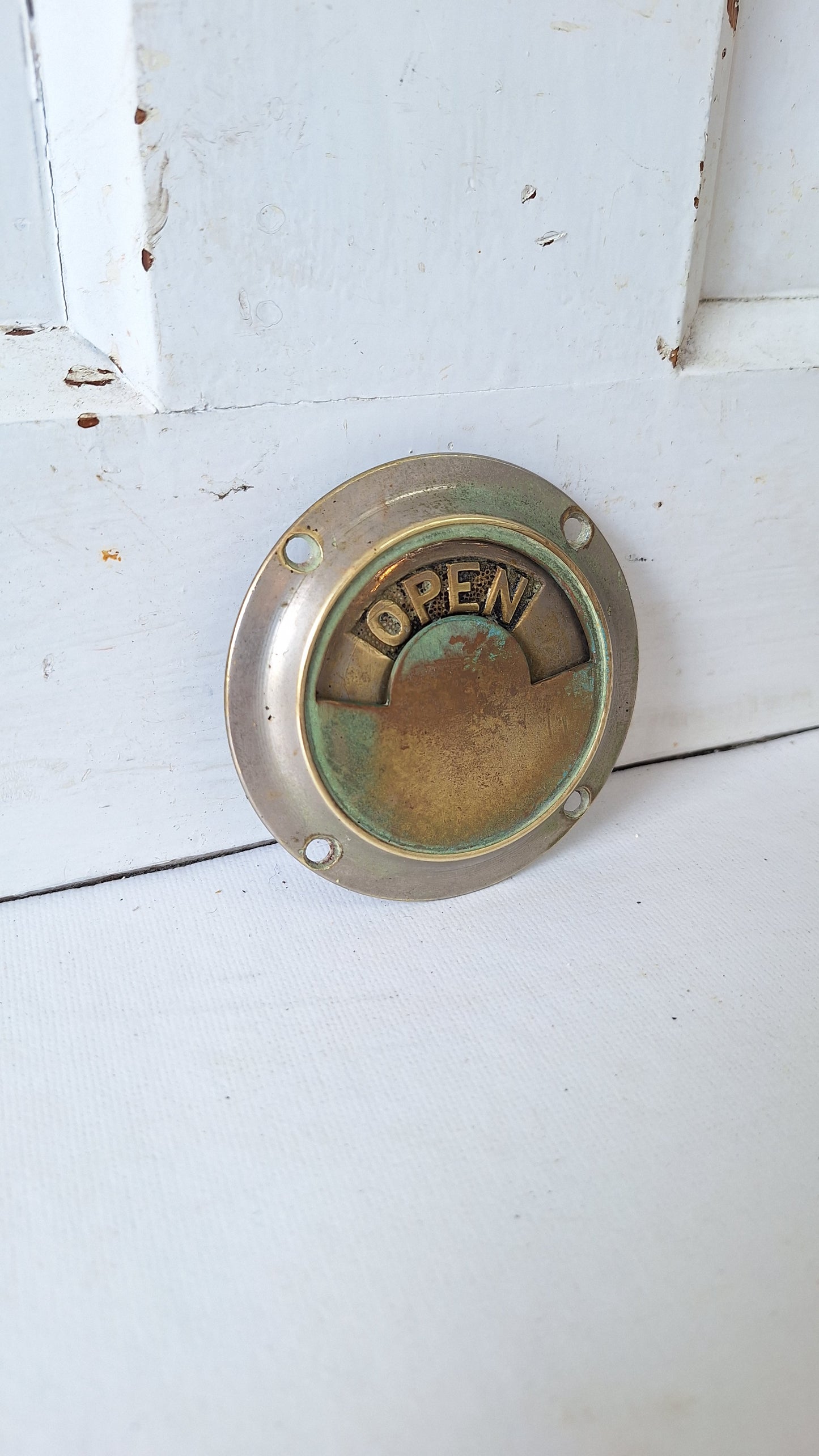 Vintage Occupied Bathroom Door Indicator Lock, Early 1900s Privacy Lock